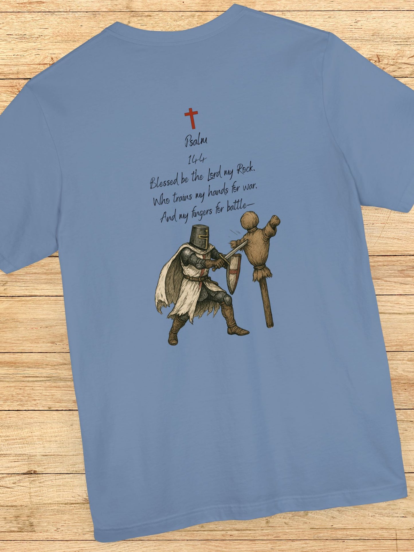 Psalm 144 with a knight training Graphic Unisex T-Shirt, Christian Apparel, Bible Verse Tee