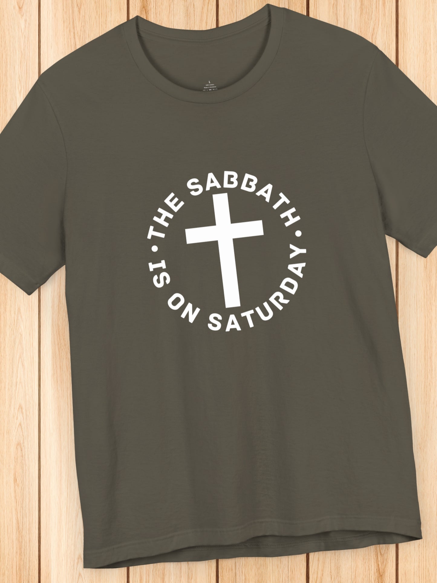 'The Sabbath is on Saturday' Circular Design with Cross Graphic Unisex T-Shirt, Christian Apparel