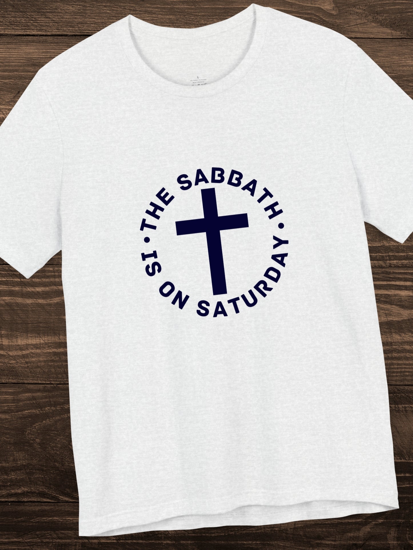 'The Sabbath is on Saturday' Circular Design with Cross Graphic Unisex T-Shirt, Christian Apparel