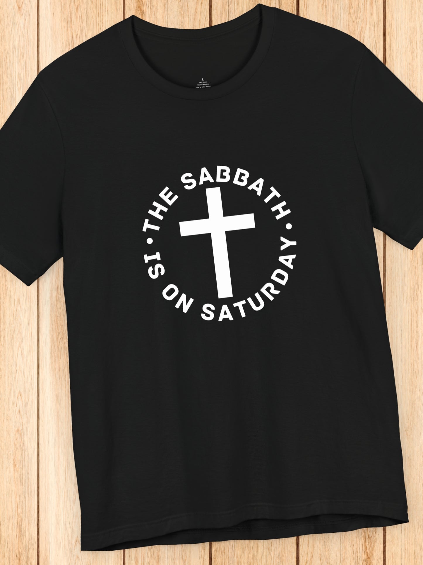 'The Sabbath is on Saturday' Circular Design with Cross Graphic Unisex T-Shirt, Christian Apparel