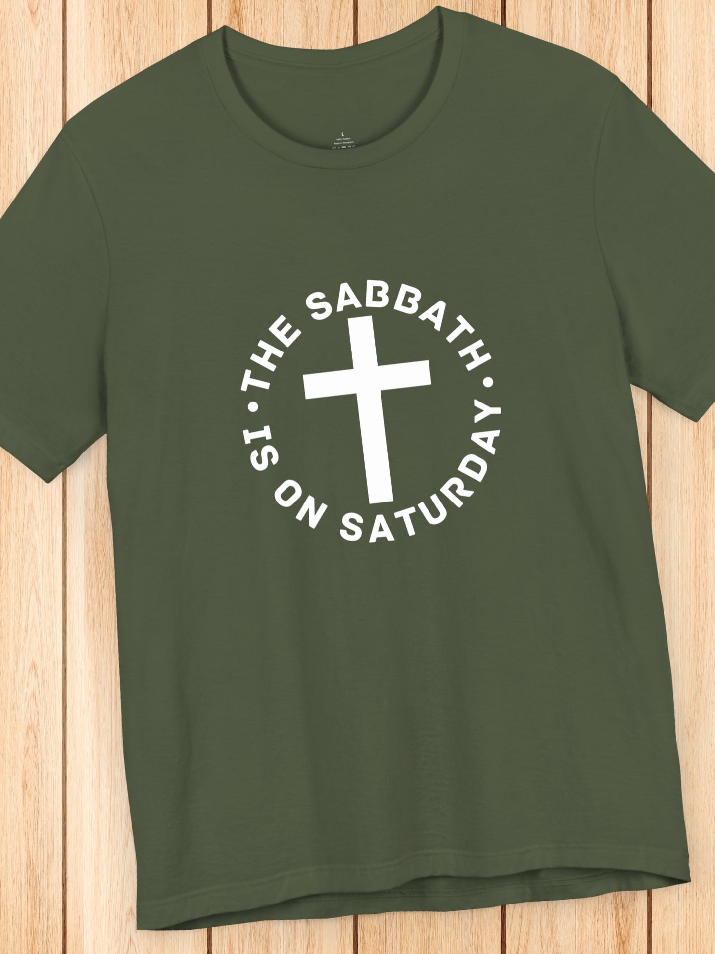 'The Sabbath is on Saturday' Circular Design with Cross Graphic Unisex T-Shirt, Christian Apparel