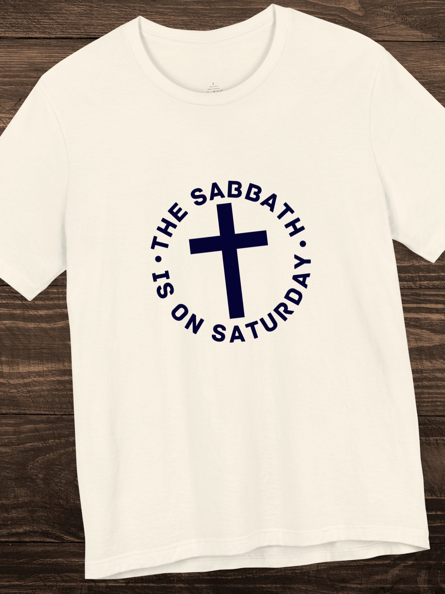 'The Sabbath is on Saturday' Circular Design with Cross Graphic Unisex T-Shirt, Christian Apparel