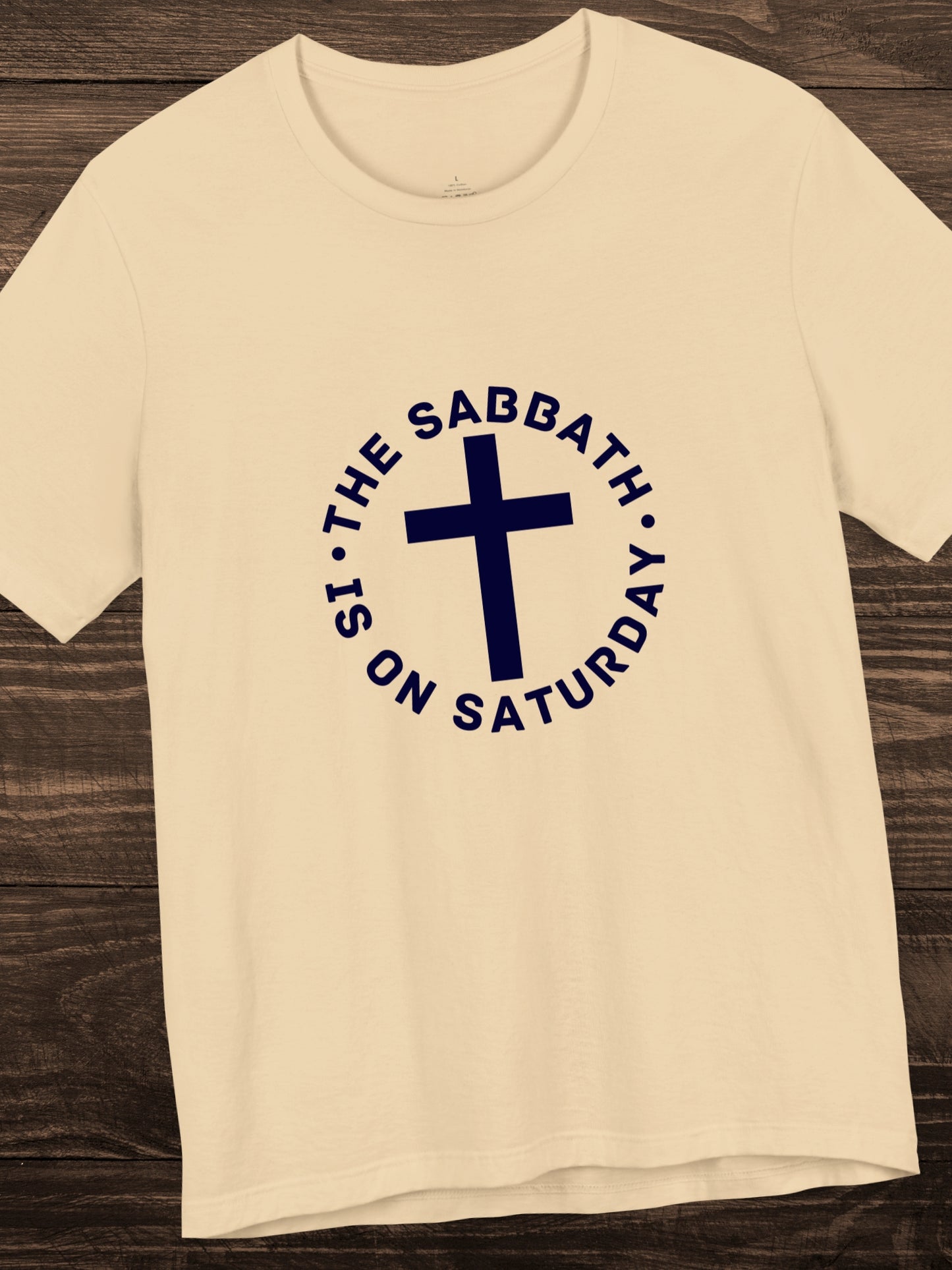 'The Sabbath is on Saturday' Circular Design with Cross Graphic Unisex T-Shirt, Christian Apparel