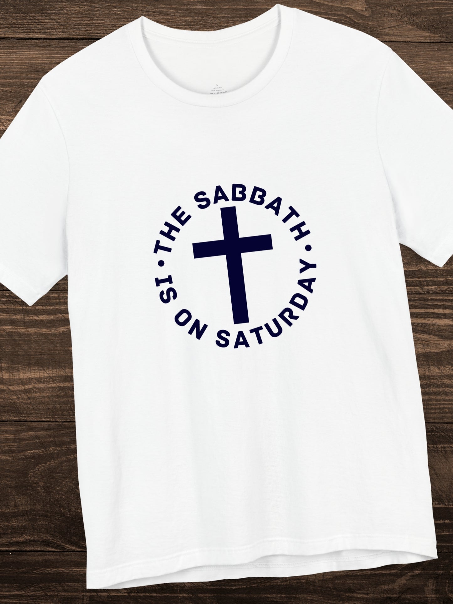 'The Sabbath is on Saturday' Circular Design with Cross Graphic Unisex T-Shirt, Christian Apparel