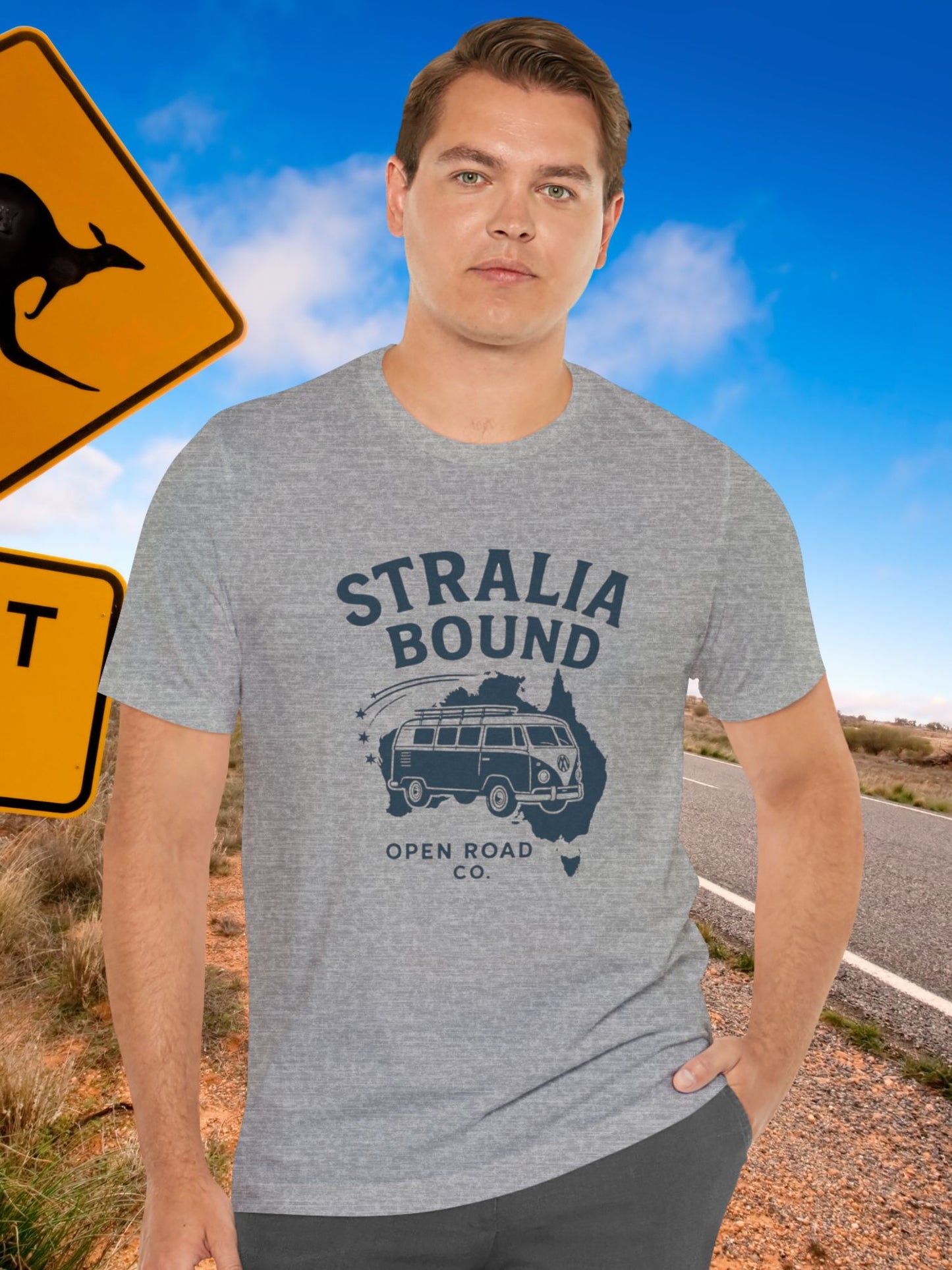 'Stralia Bound' Classic Van Graphic Unisex T-Shirt, Adventure Shirt, Road Trip Tee, Gift for Travelers, Australian Vacation Apparel