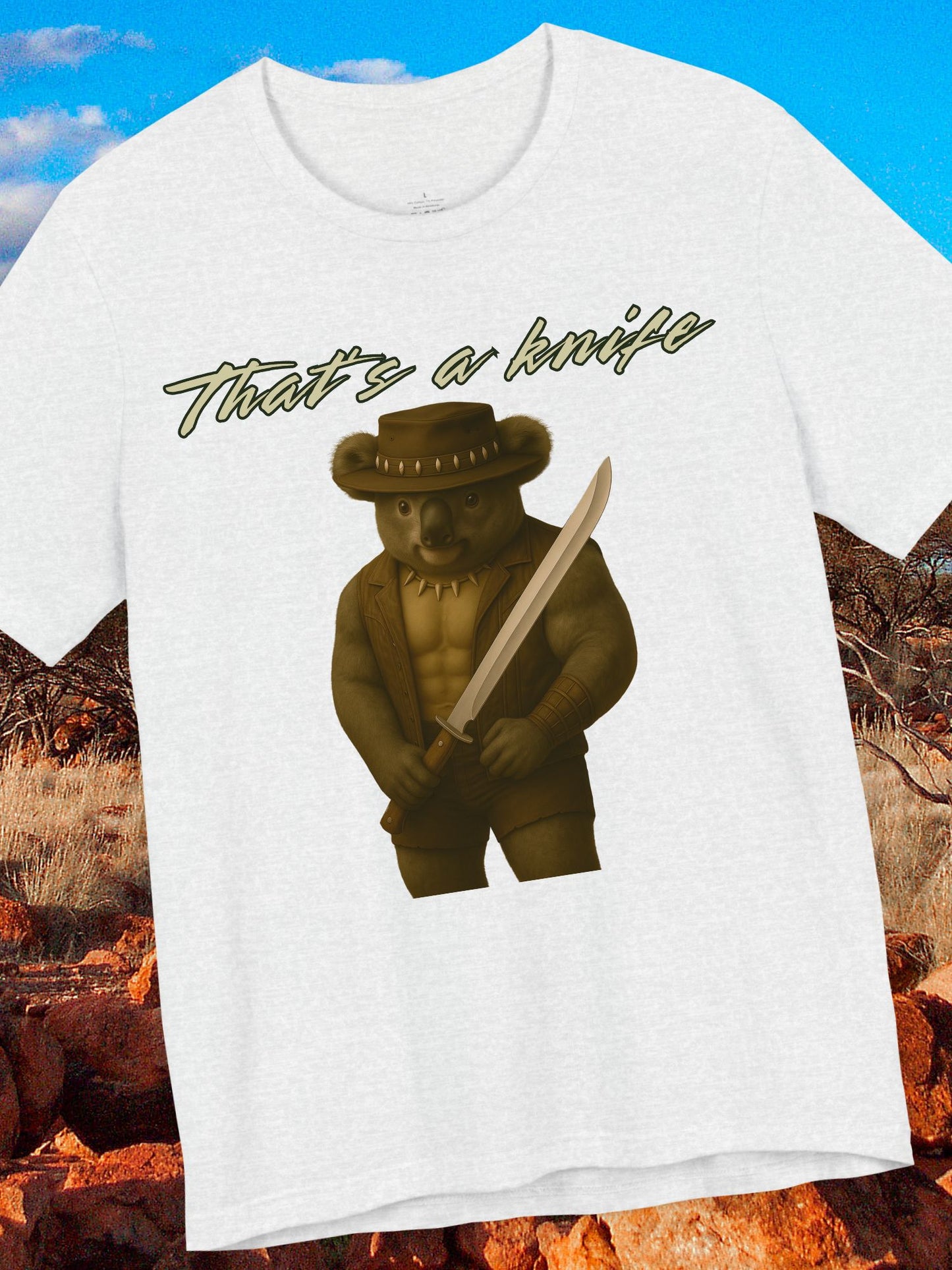 "That's a Knife' Unisex Jersey Tee - Funny Koala Shirt for Casual Wear, Australian Apparel