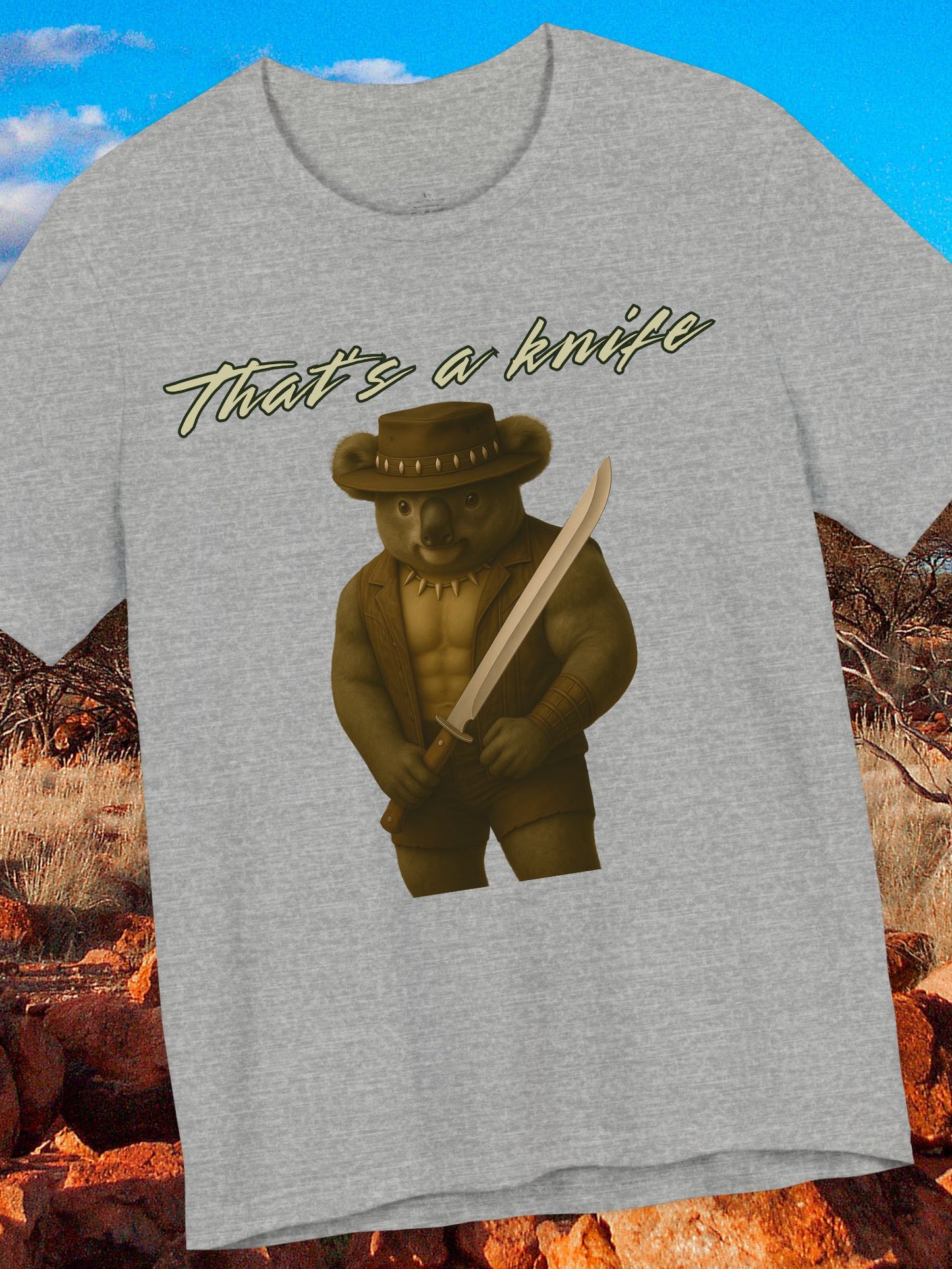 "That's a Knife' Unisex Jersey Tee - Funny Koala Shirt for Casual Wear, Australian Apparel