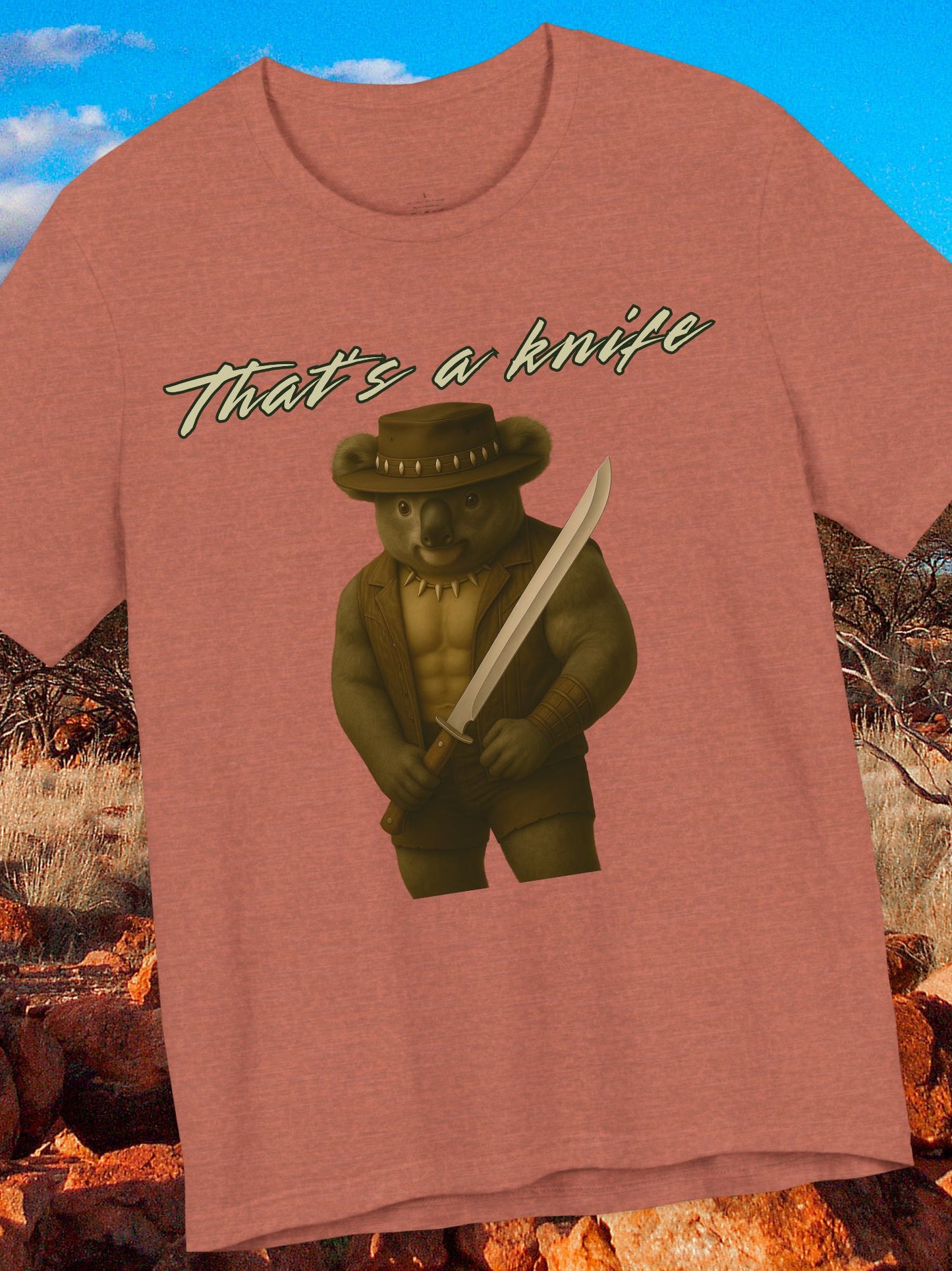 "That's a Knife' Unisex Jersey Tee - Funny Koala Shirt for Casual Wear, Australian Apparel