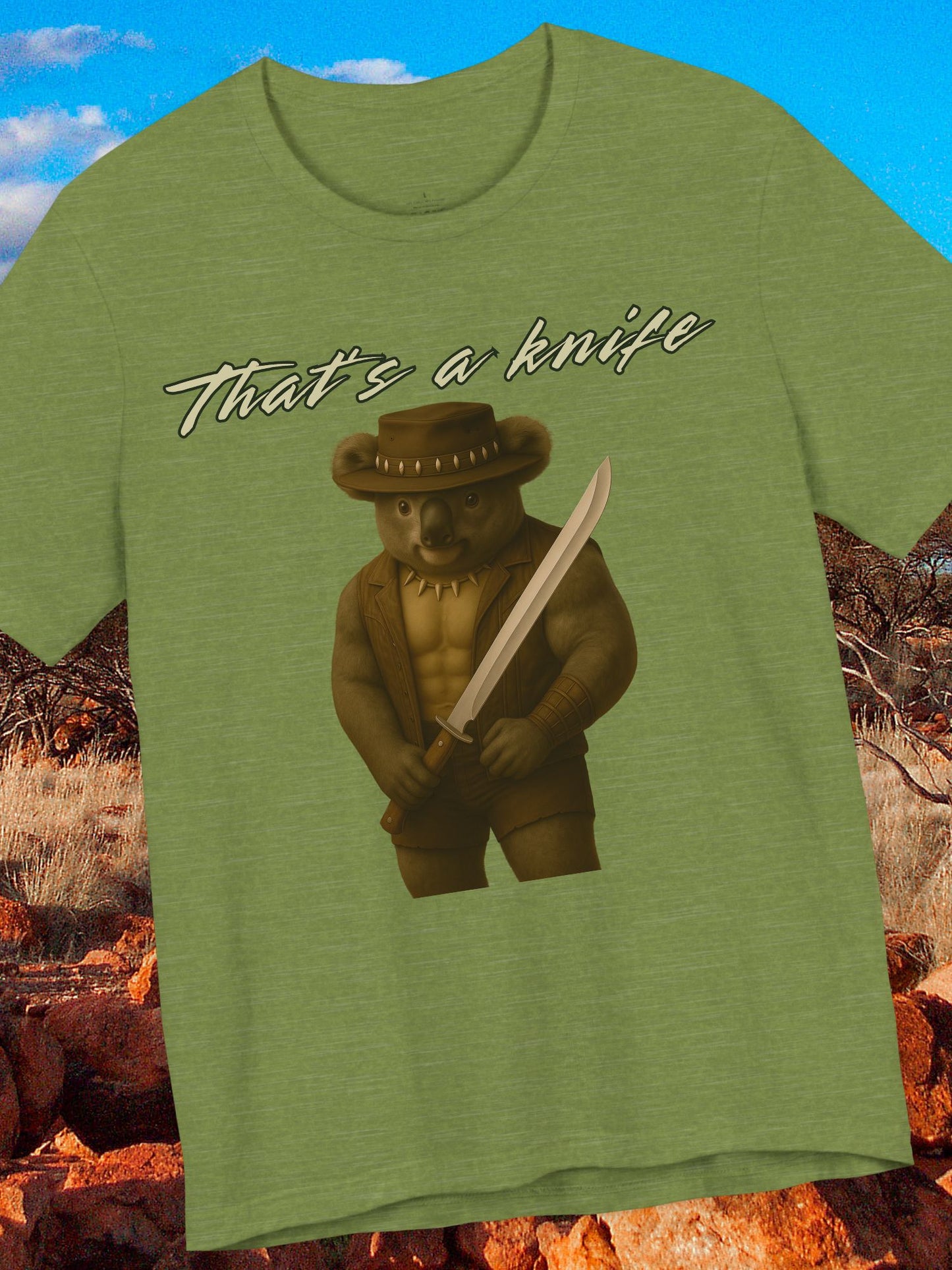 "That's a Knife' Unisex Jersey Tee - Funny Koala Shirt for Casual Wear, Australian Apparel