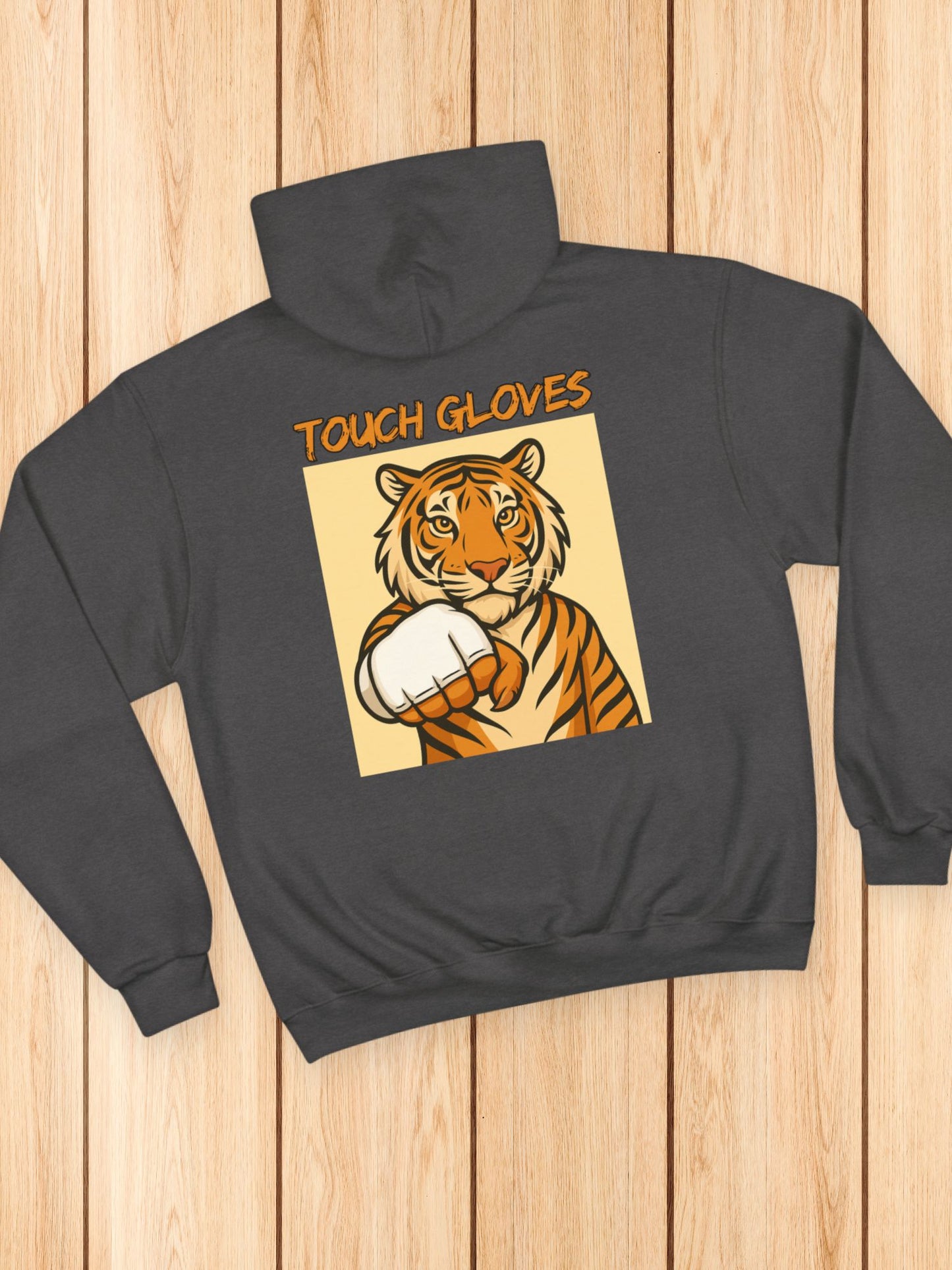 'Touch Gloves' Tiger Fighter Graphic Champion Hoodie, MMA Apparel, Tiger Lovers