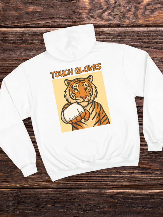 'Touch Gloves' Tiger Fighter Graphic Champion Hoodie, MMA Apparel, Tiger Lovers