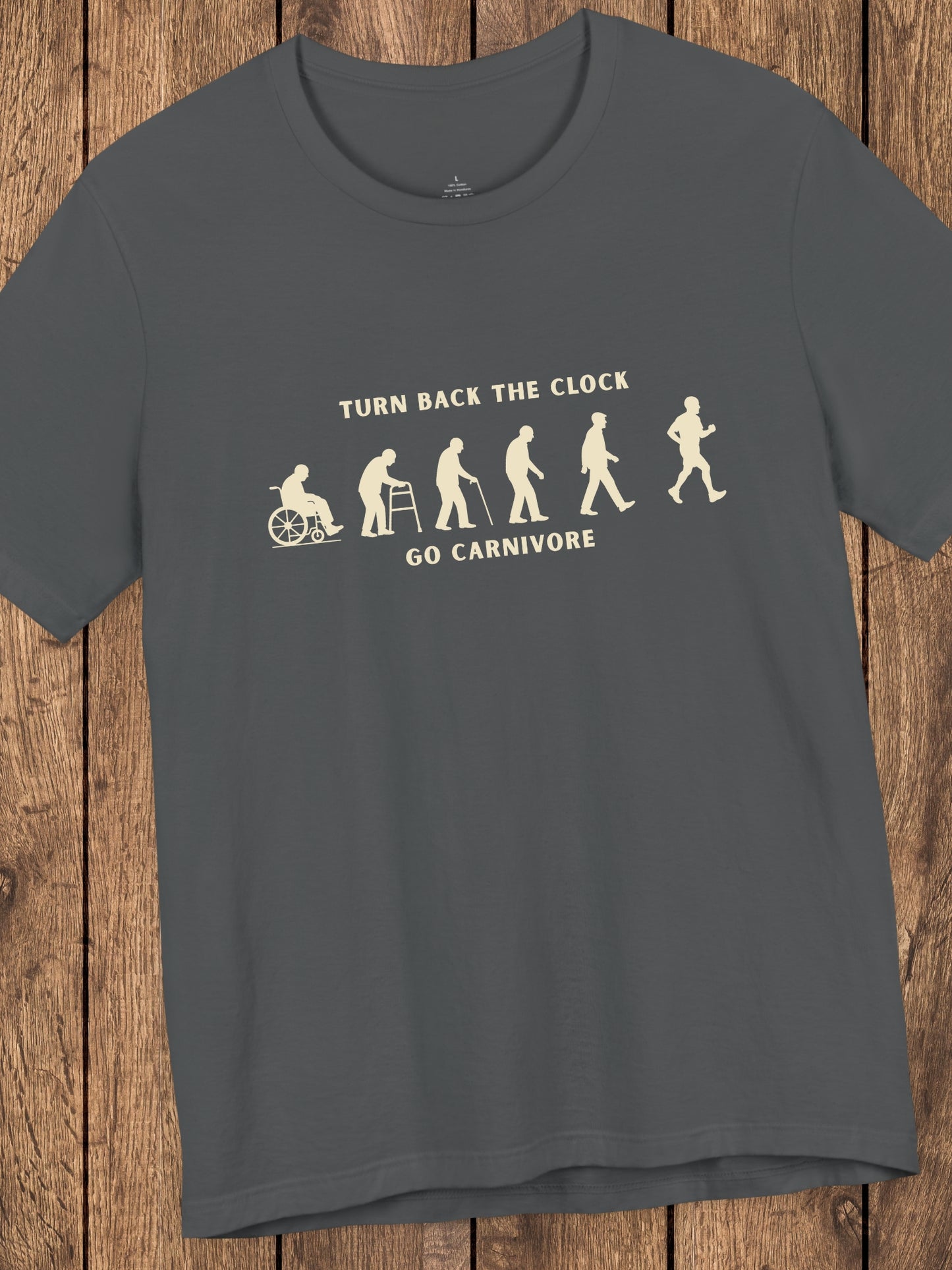 'Turn Back the Clock, Go Carnivore' Evolution of Healing Graphic Unisex T-Shirt, Health and Wellness Tee, Carnivore Diet Apparel