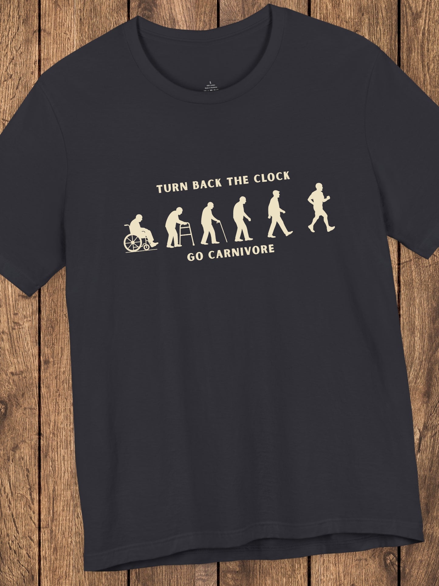 'Turn Back the Clock, Go Carnivore' Evolution of Healing Graphic Unisex T-Shirt, Health and Wellness Tee, Carnivore Diet Apparel