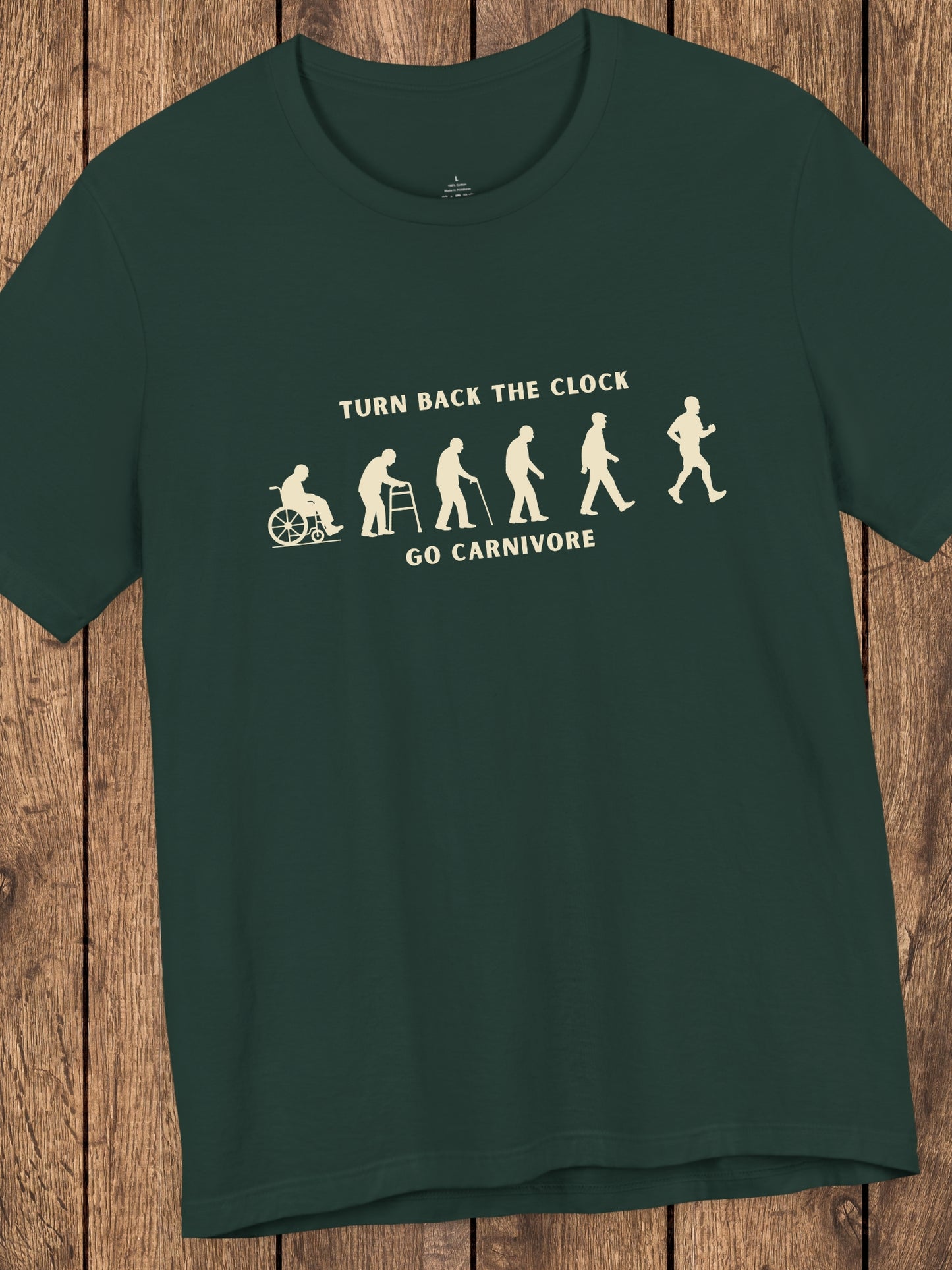 'Turn Back the Clock, Go Carnivore' Evolution of Healing Graphic Unisex T-Shirt, Health and Wellness Tee, Carnivore Diet Apparel