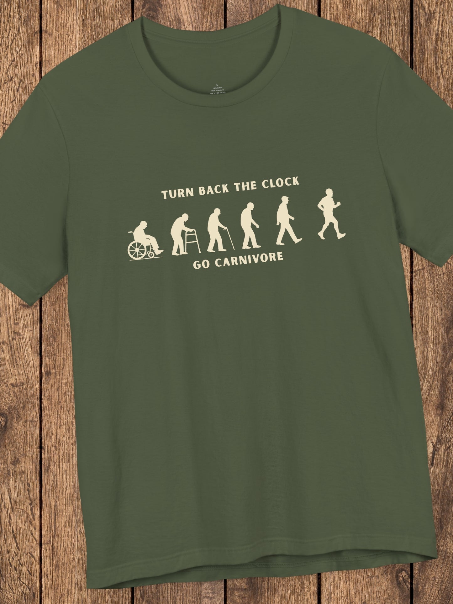 'Turn Back the Clock, Go Carnivore' Evolution of Healing Graphic Unisex T-Shirt, Health and Wellness Tee, Carnivore Diet Apparel
