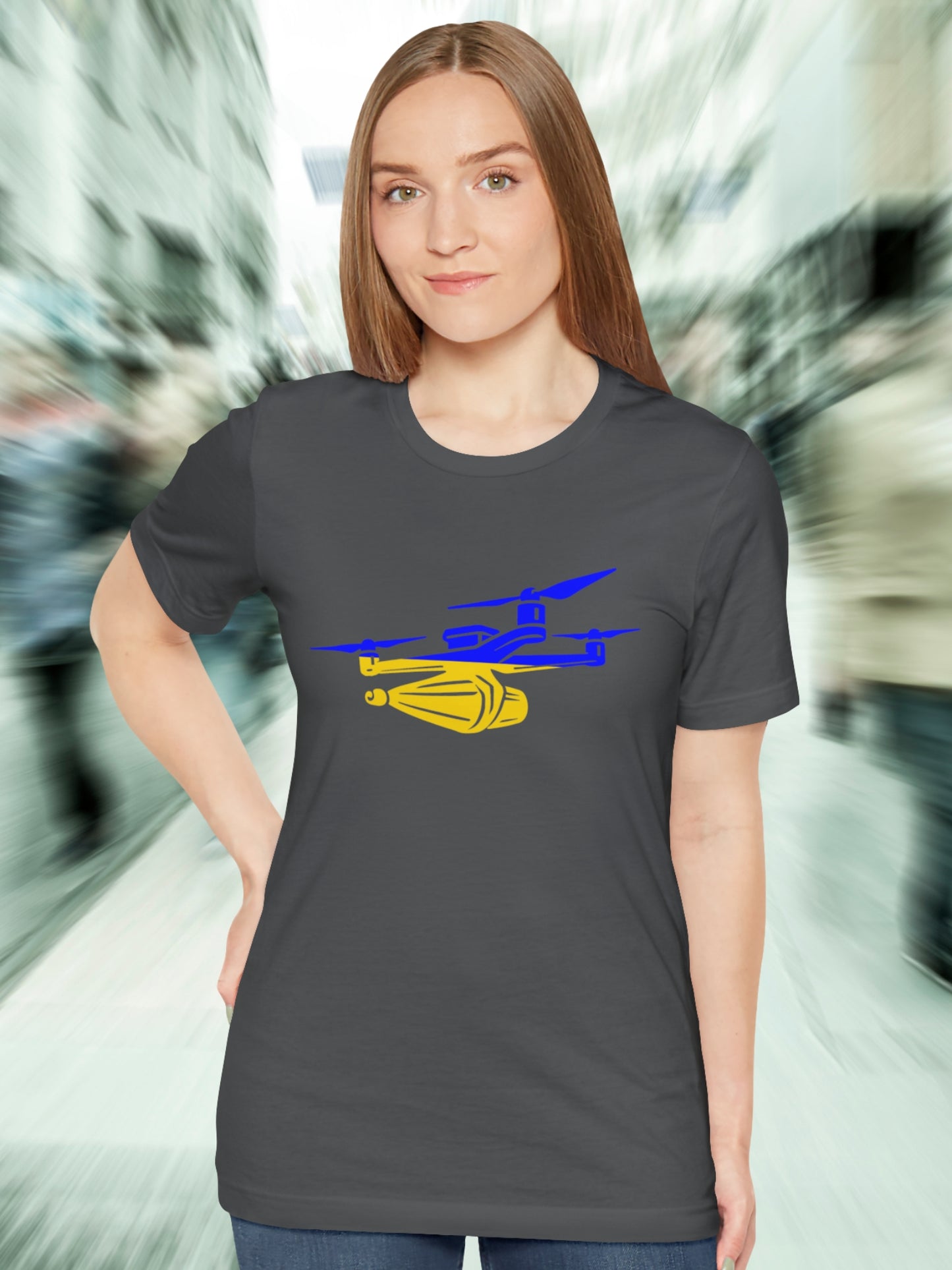 Blue and Gold Drone Graphic Unisex T-Shirt, Ukrainian Pride Tee, Suicide Drone Shirt