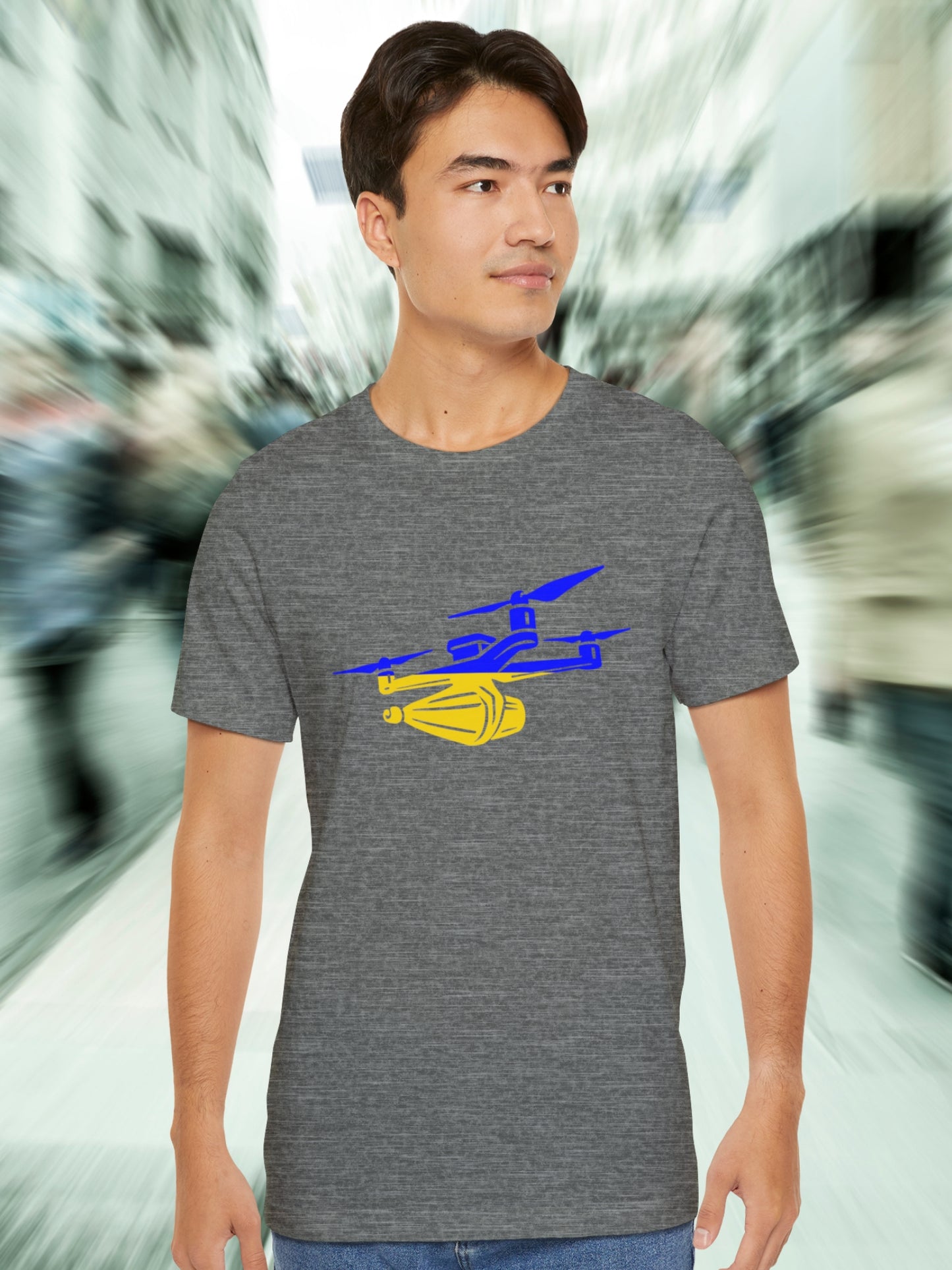 Blue and Gold Drone Graphic Unisex T-Shirt, Ukrainian Pride Tee, Suicide Drone Shirt
