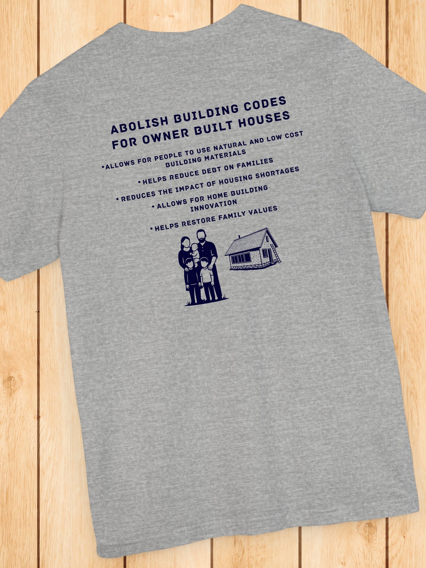 'Abolish Building Codes...' Unisex T-Shirt, Owner Builders Rights Tee, Freedom Apparel