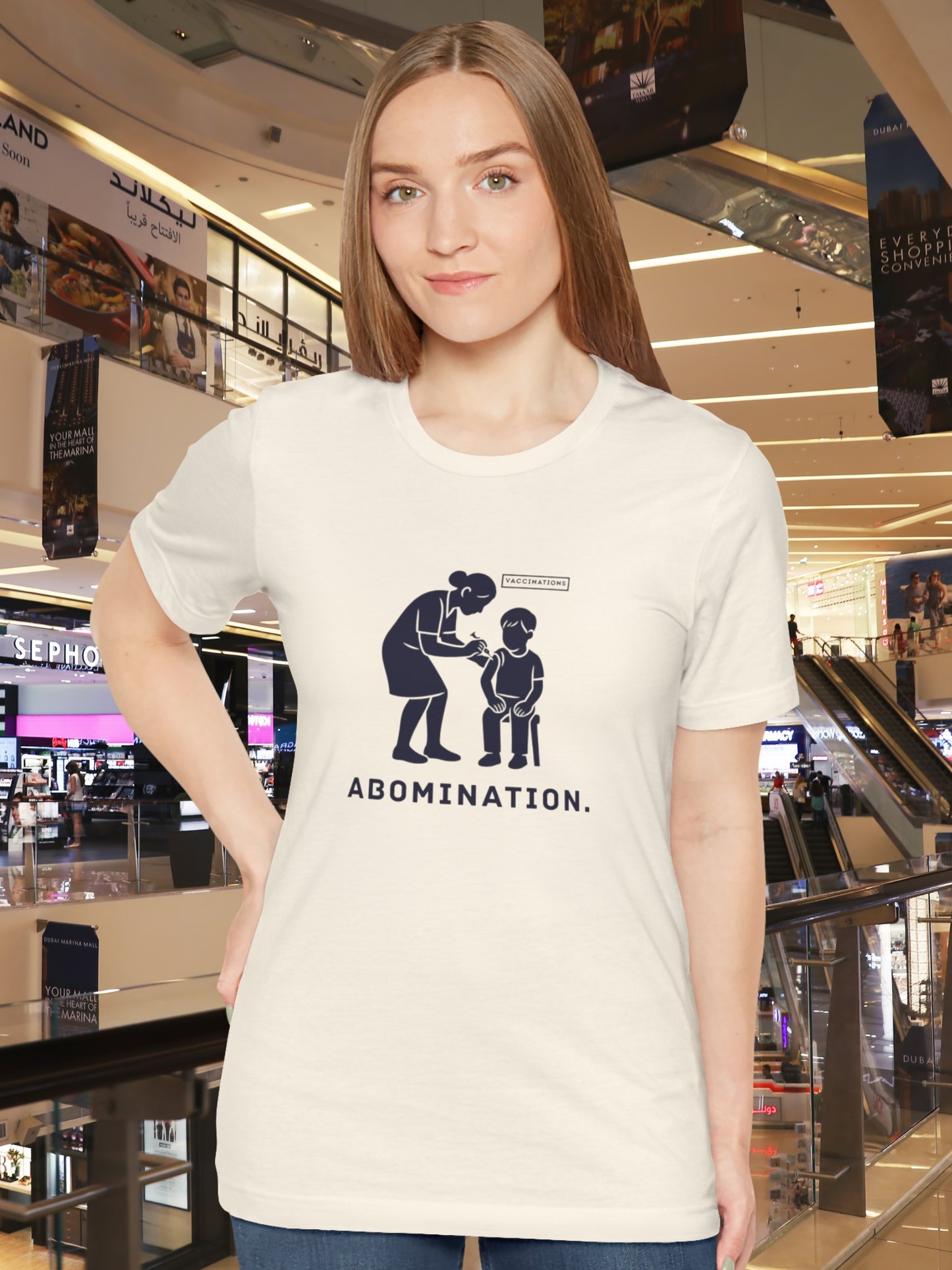 'Abomination.' Unisex T-Shirt, Anti-Vaccination Tee, Anti-Child Abuse Shirt, Crime Awareness Tee, Shirt for Righteous Christians