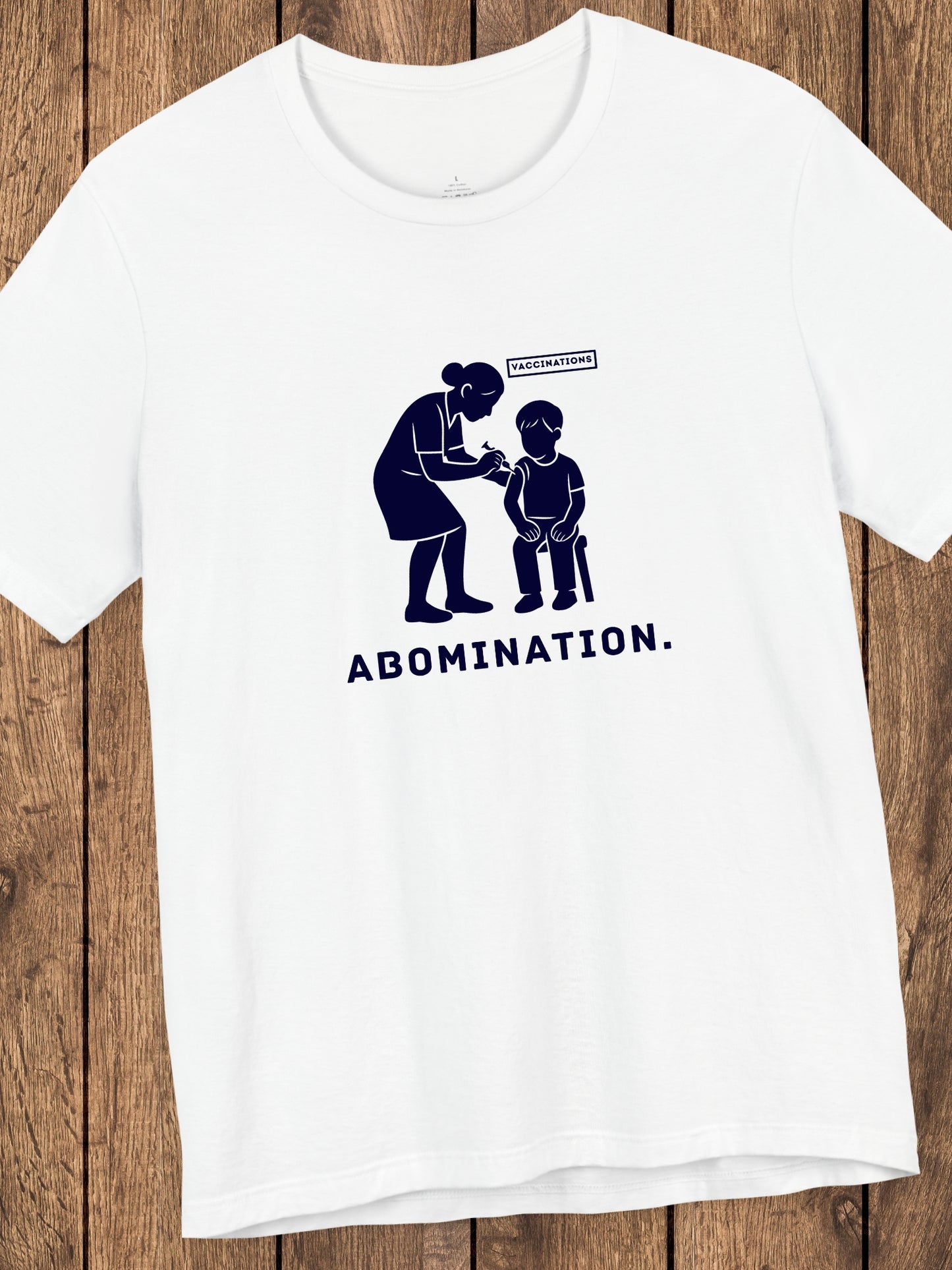 'Abomination.' Unisex T-Shirt, Anti-Vaccination Tee, Anti-Child Abuse Shirt, Crime Awareness Tee, Shirt for Righteous Christians