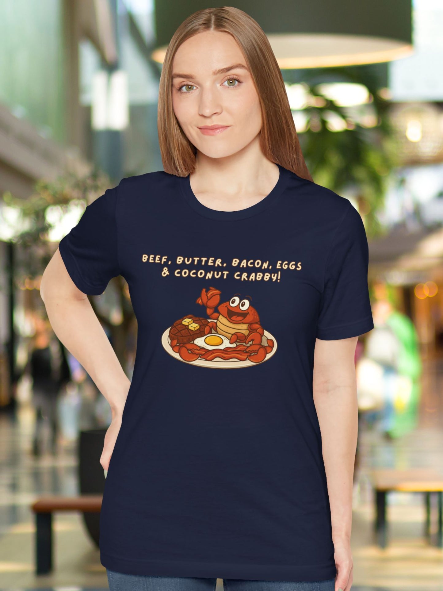 'Beef, Butter, Bacon, Eggs & Coconut Crabby' Graphic Unisex T-Shirt, Coconut Crab Tee, Carnivore Apparel