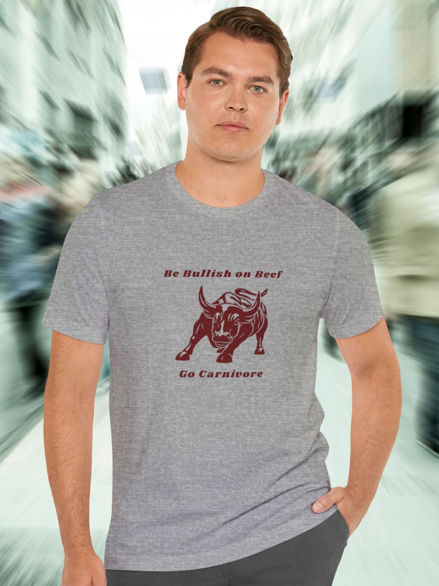 'Be Bullish on Beef, Go Carnivore' Wallstreet Bull Graphic Unisex T-Shirt, Carnivore Diet, Health and Wellness, Invest in Your Health