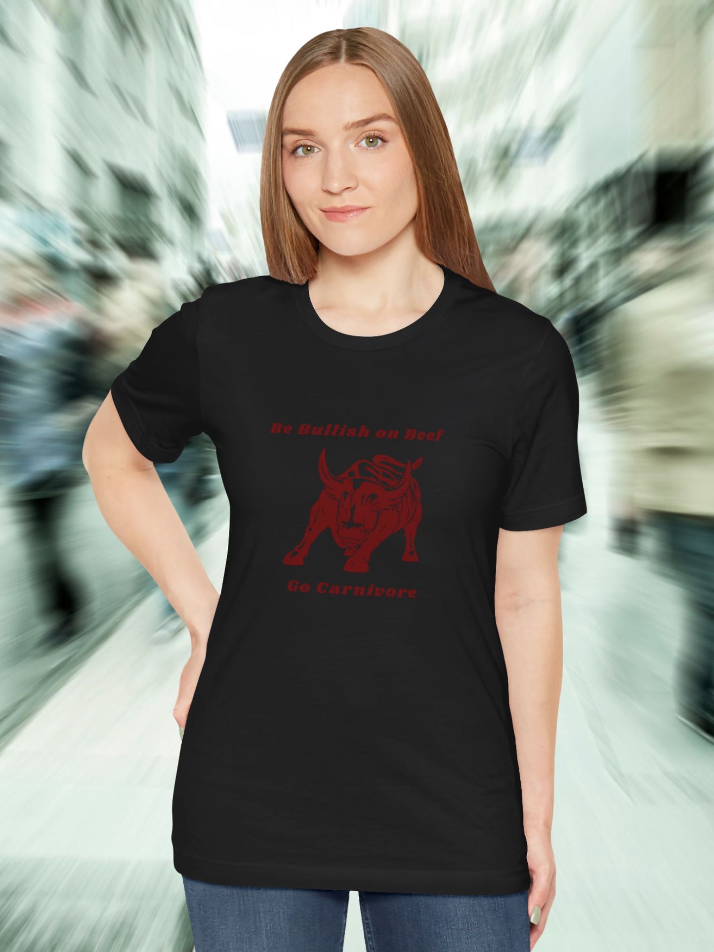 'Be Bullish on Beef, Go Carnivore' Wallstreet Bull Graphic Unisex T-Shirt, Carnivore Diet, Health and Wellness, Invest in Your Health