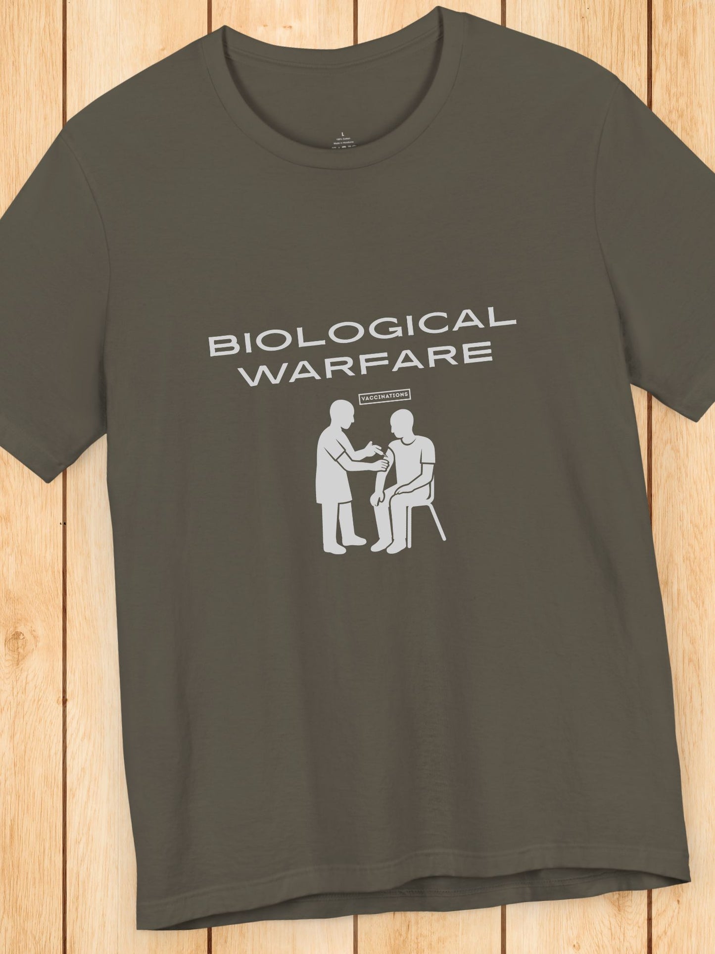 'Biological Warfare, Vaccinations' Graphic Unisex T-Shirt, Anti-Vaccination Apparel, Health and Wellness