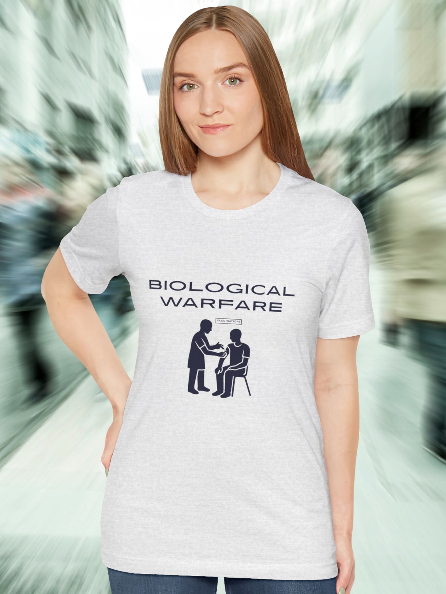 'Biological Warfare, Vaccinations' Graphic Unisex T-Shirt, Anti-Vaccination Apparel, Health and Wellness