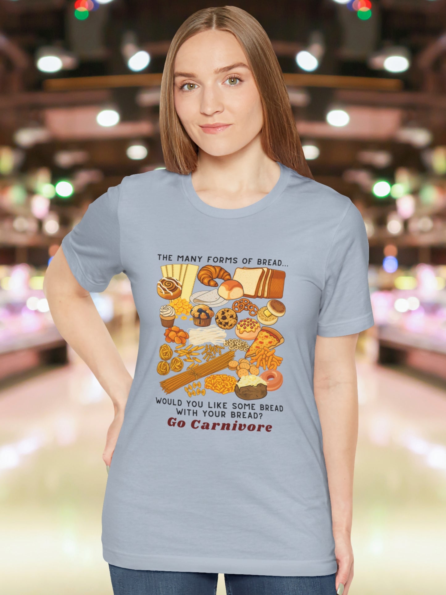'The Many Forms of Bread... Would You Like Some Bread with Your Bread? Go Carnivore' Forms of Bread Graphic Unisex T-Shirt, Carnivore Diet Apparel, Health and Wellness, Low-Carb Diet, No-Carb Diet
