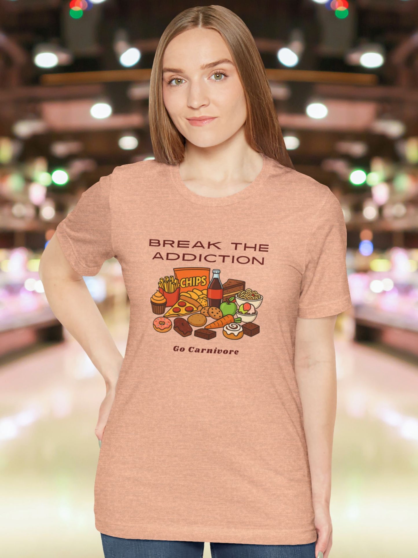 'Break the Addiction, Go Carnivore' Unisex T-Shirt, Carnivore Diet Apparel, Health and Wellness, Carbohydrate Addiction