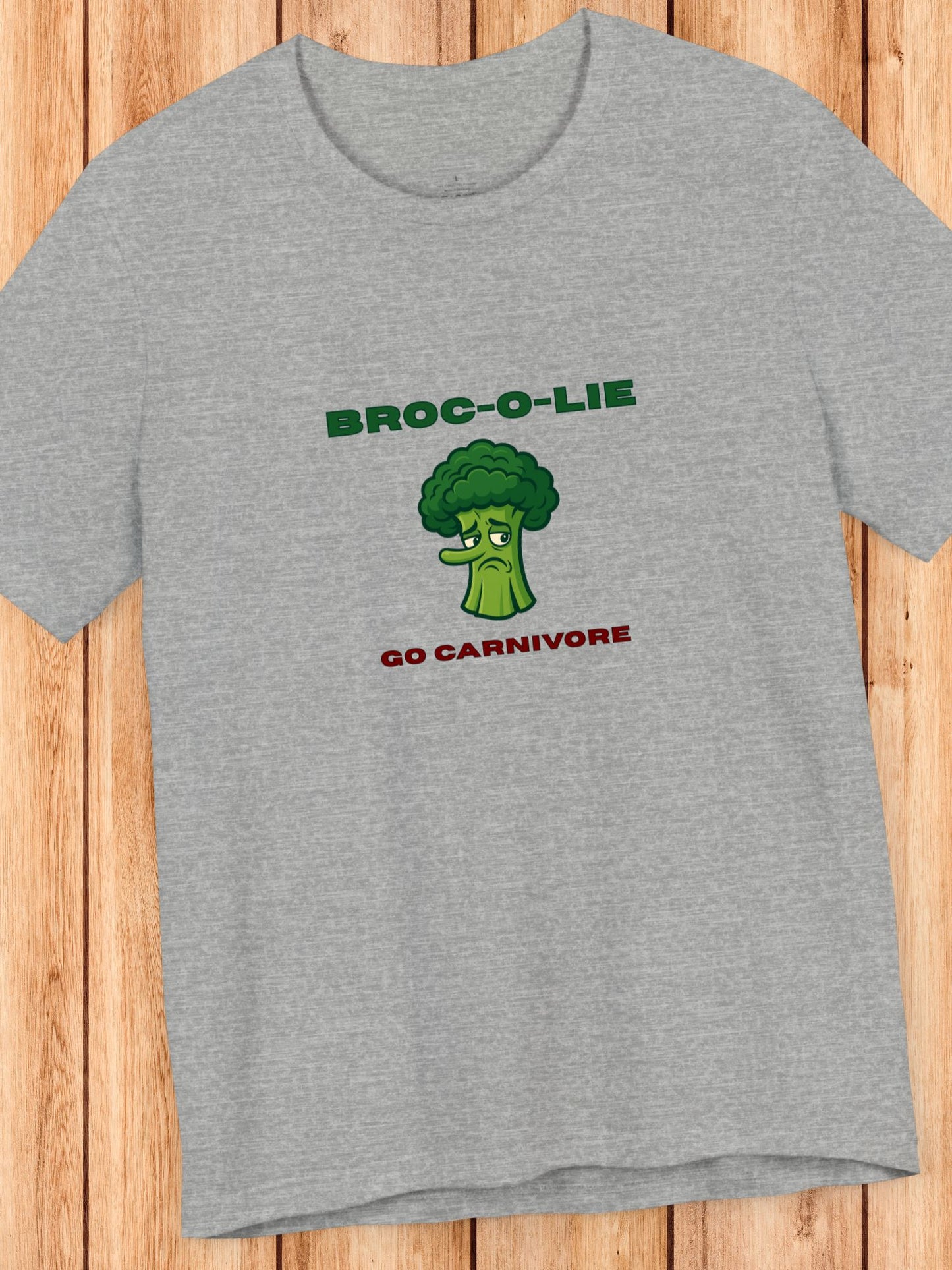 'Broc-o-Lie' Broccoli Graphic Unisex T-Shirt, Carnivore Diet Apparel, Anti-Vegan Tee