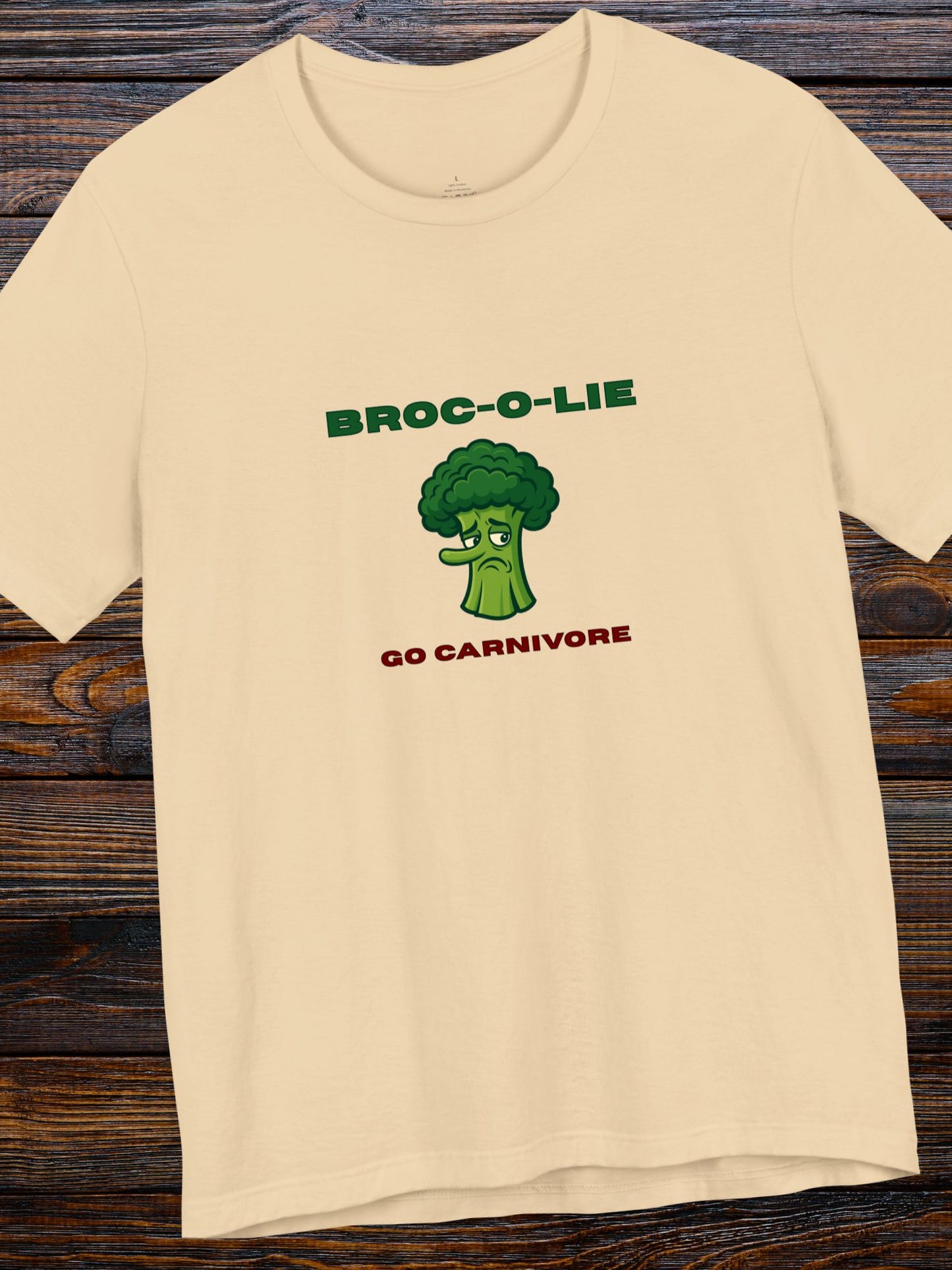 'Broc-o-Lie' Broccoli Graphic Unisex T-Shirt, Carnivore Diet Apparel, Anti-Vegan Tee
