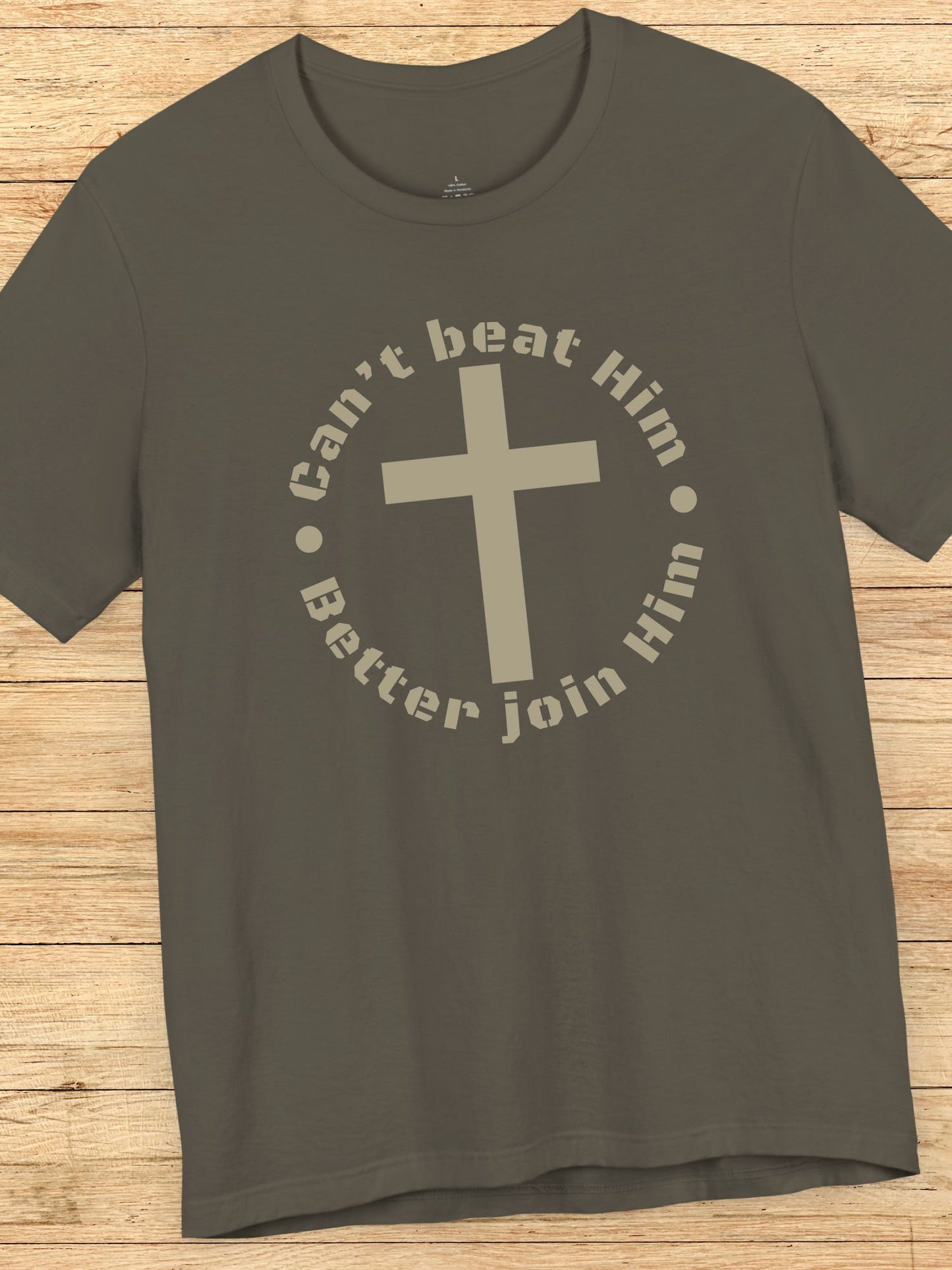 'Can't beat Him, Better Join Him' Cross Graphic Unisex T-Shirt, Christian Apparel, Jesus Tee