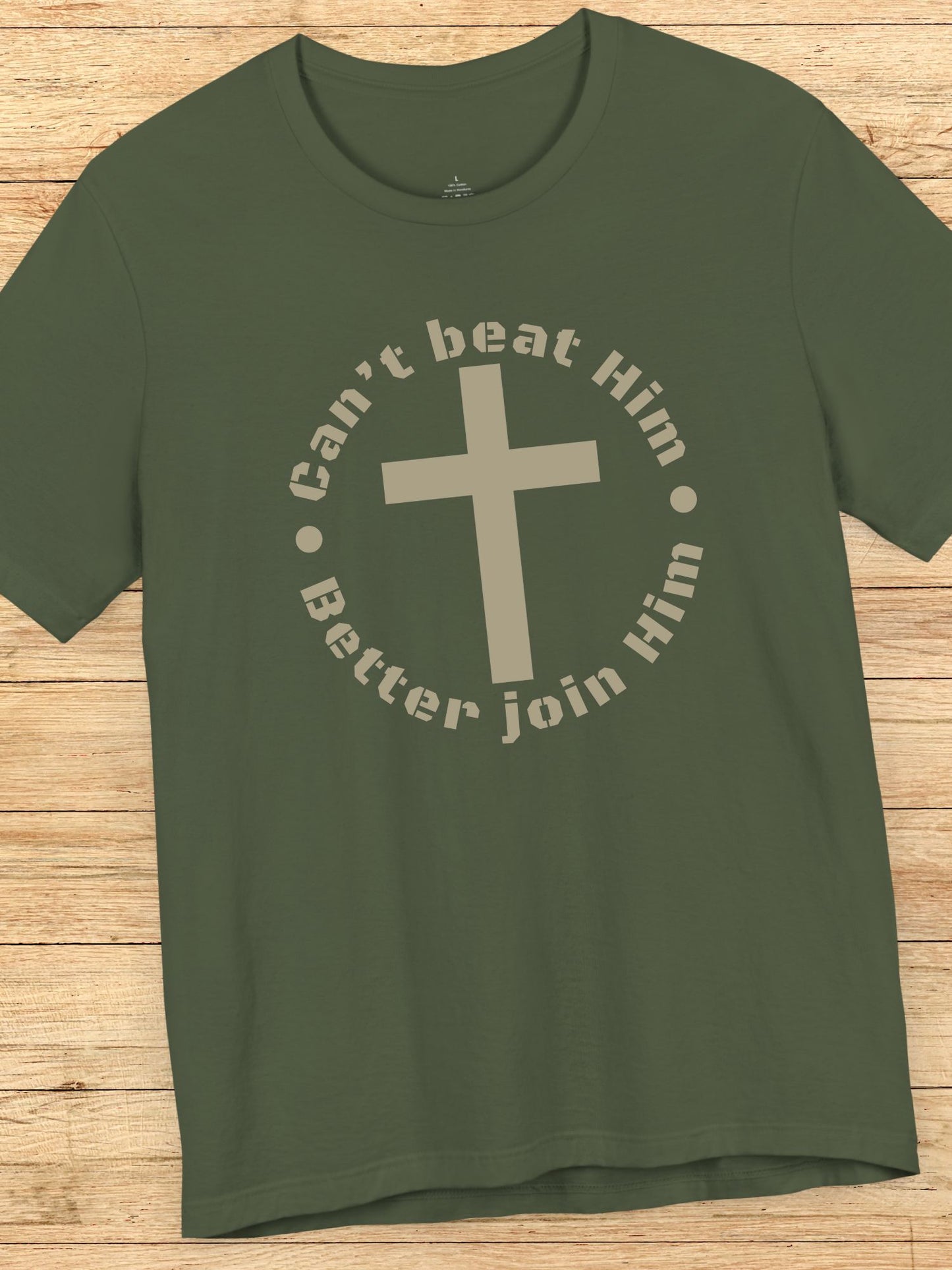 'Can't beat Him, Better Join Him' Cross Graphic Unisex T-Shirt, Christian Apparel, Jesus Tee