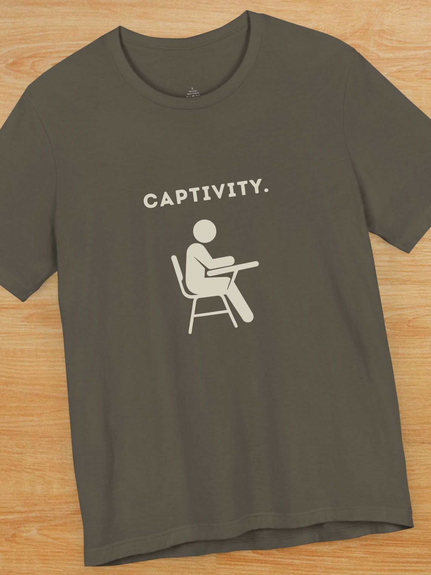'Captivity.' with graphic Unisex T-Shirt, Anti-School Tee, Freedom Apparel