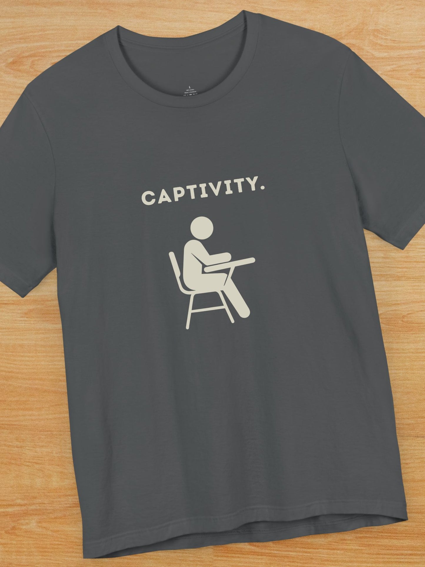 'Captivity.' with graphic Unisex T-Shirt, Anti-School Tee, Freedom Apparel
