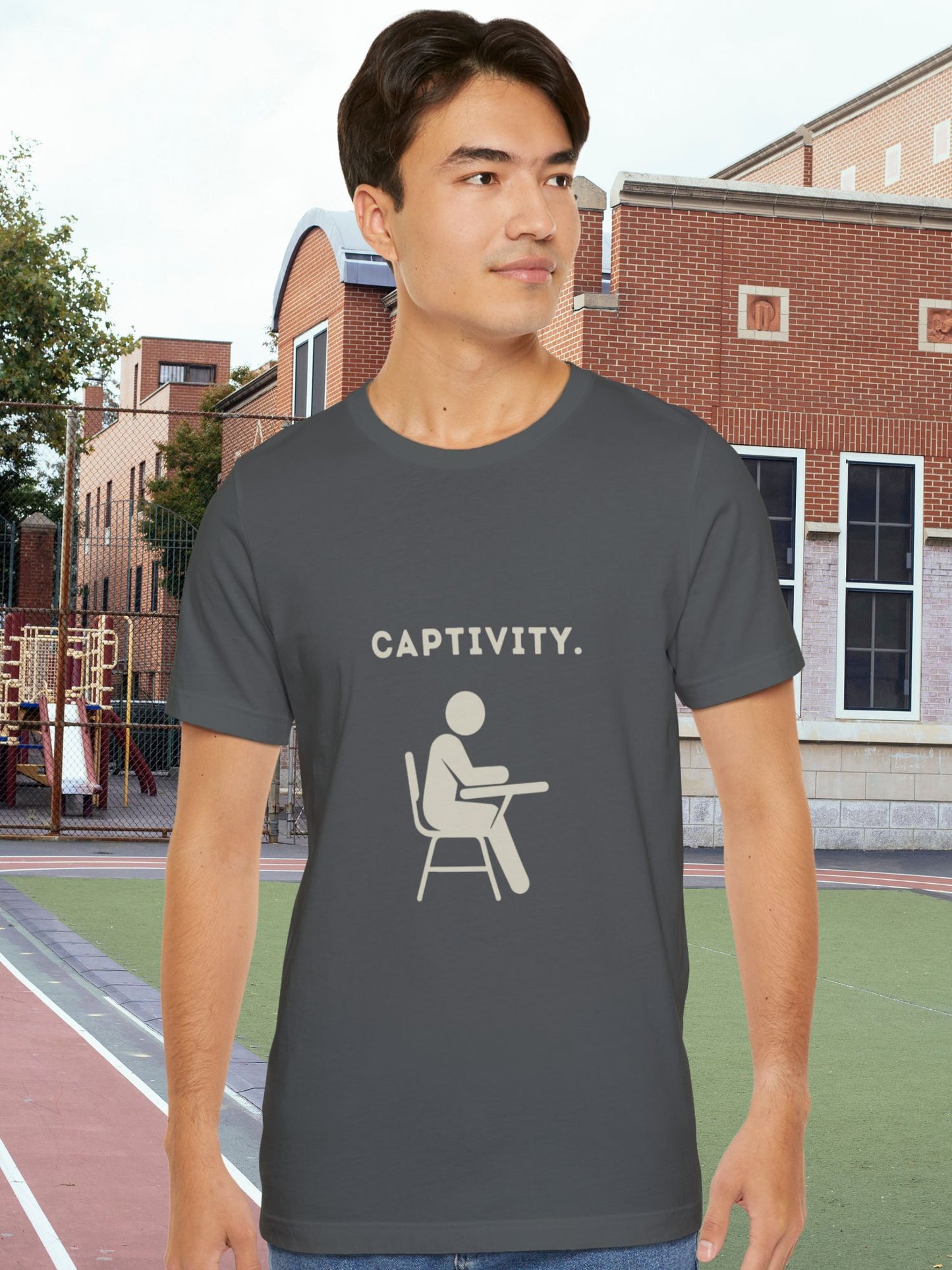 'Captivity.' with graphic Unisex T-Shirt, Anti-School Tee, Freedom Apparel