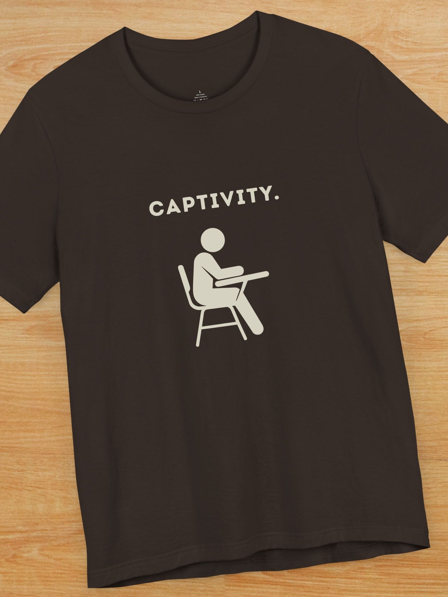 'Captivity.' with graphic Unisex T-Shirt, Anti-School Tee, Freedom Apparel