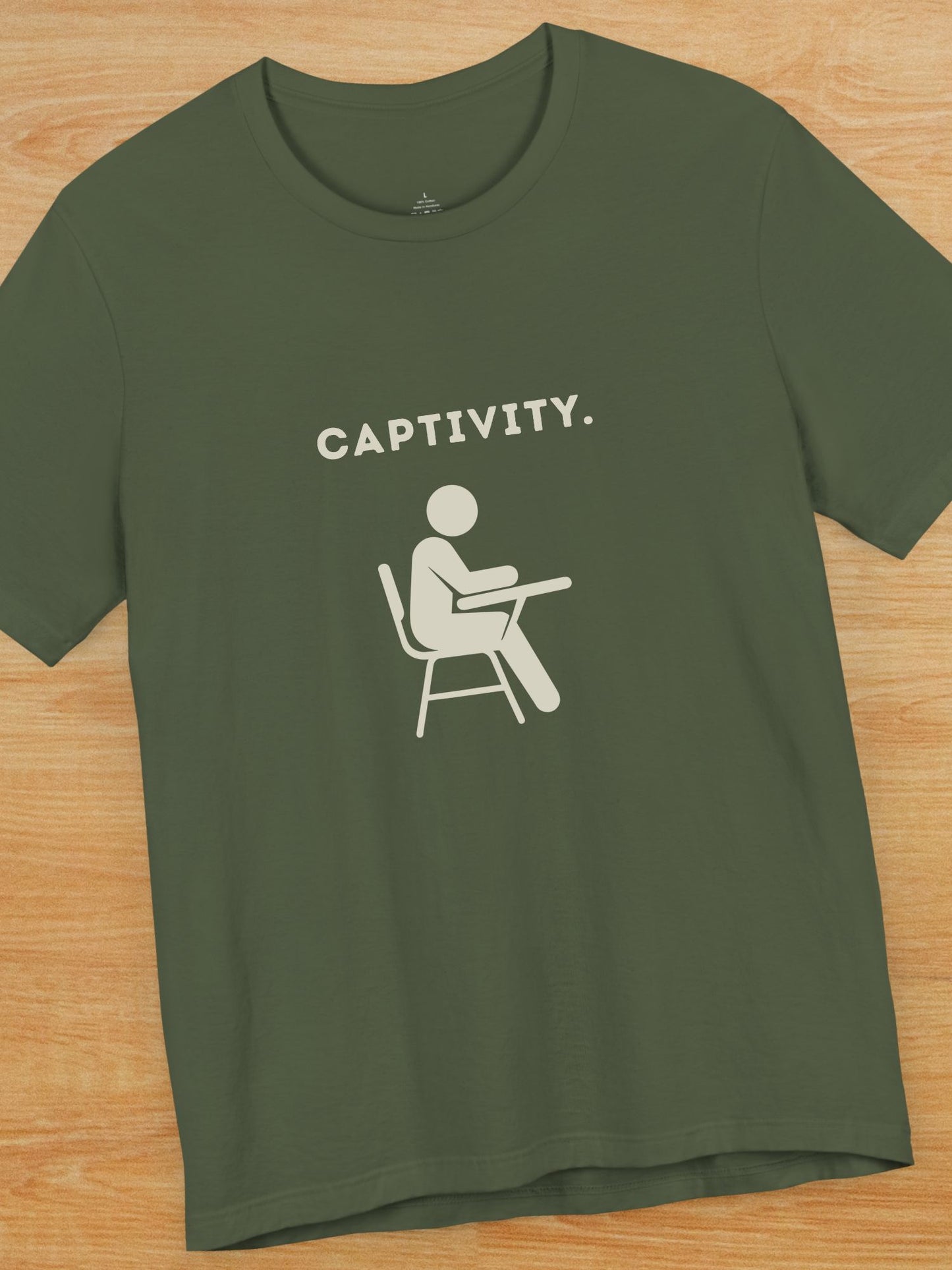 'Captivity.' with graphic Unisex T-Shirt, Anti-School Tee, Freedom Apparel