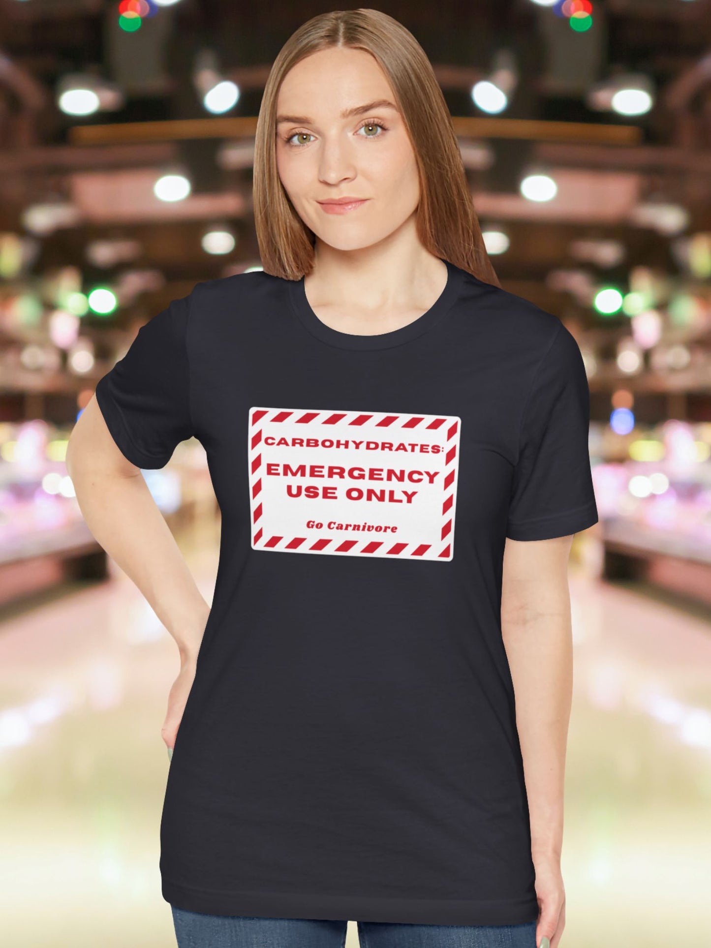 'Carbohydrates: Emergency Use Only, Go Carnivore' Unisex T-Shirt, Carnivore Diet Apparel, Health and Wellness