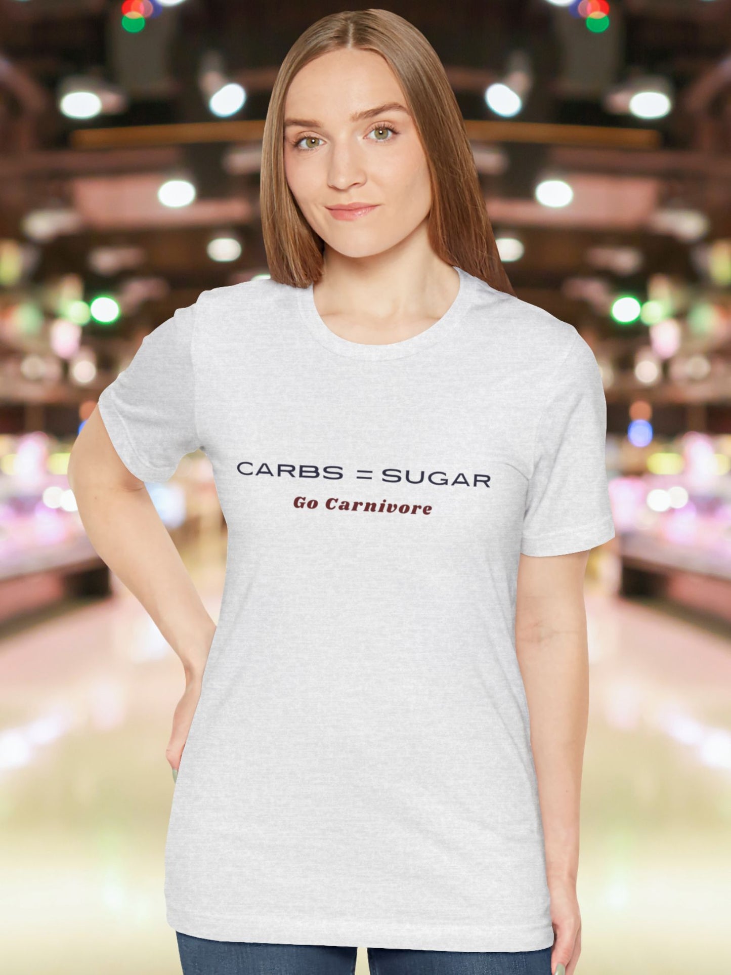 'Carbs = Sugar, Go Carnivore' Unisex T-Shirt, Carnivore Diet Apparel, Health and Wellness
