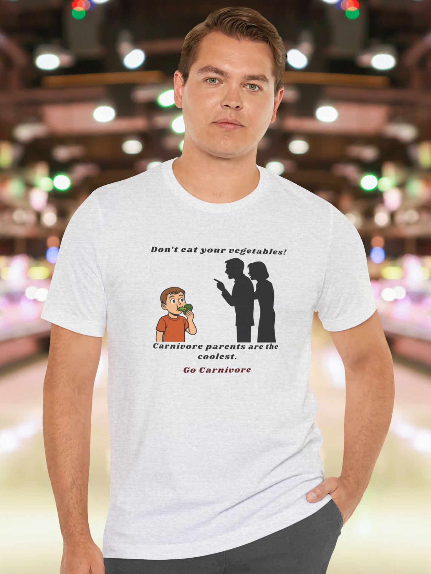 'Don't Eat Your Vegetables! Carnivore Parents are the Coolest, Go Carnivore' Unisex T-Shirt, Carnivore Diet Apparel, Health and Wellness