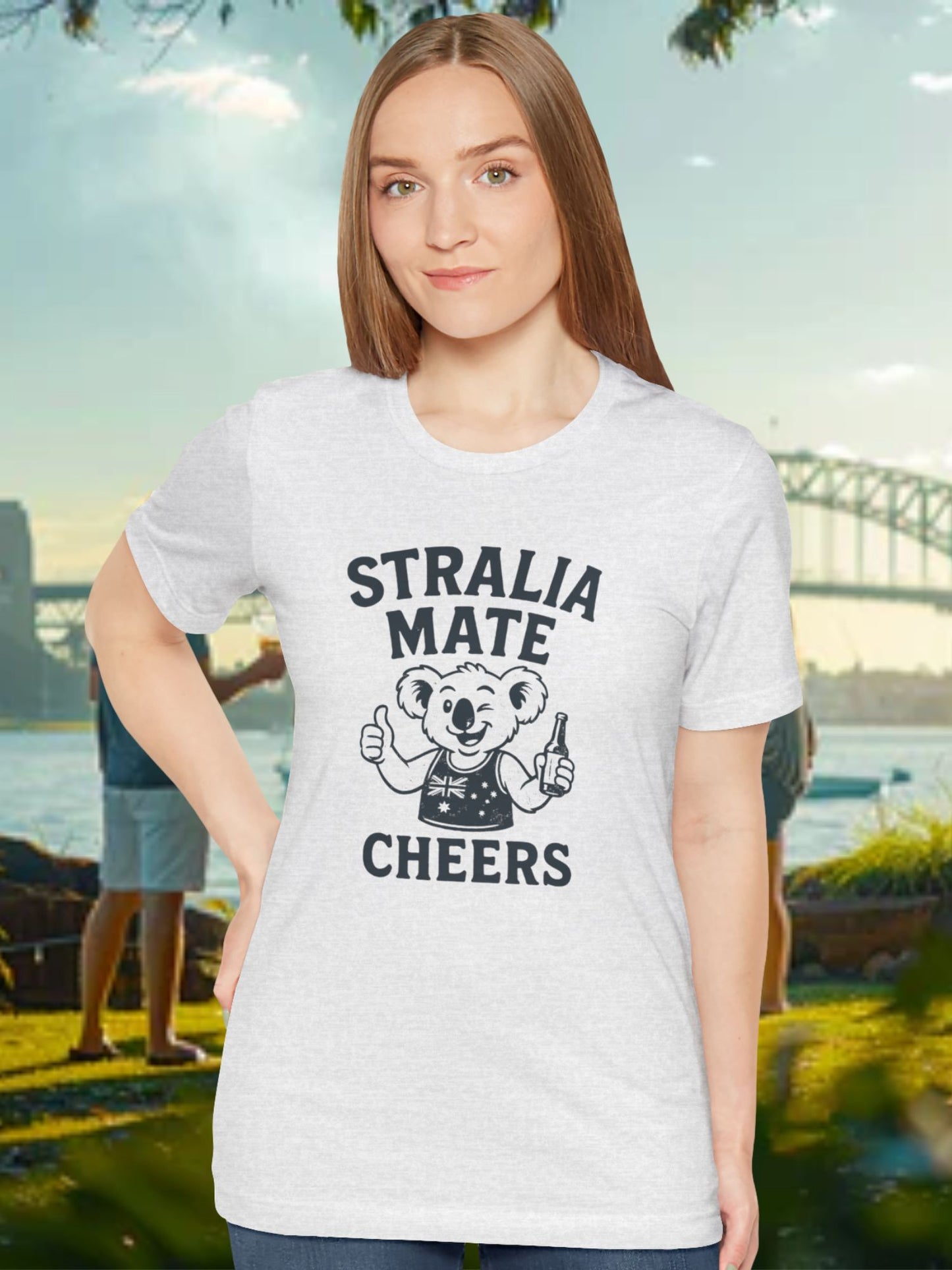 'Stralia Mate, Cheers' Koala Graphic T-Shirt, Australian Celebration Tee, Unisex Tee, Gift for Travelers, Summer Casual Wear, Australia Day, Fun Souvenir
