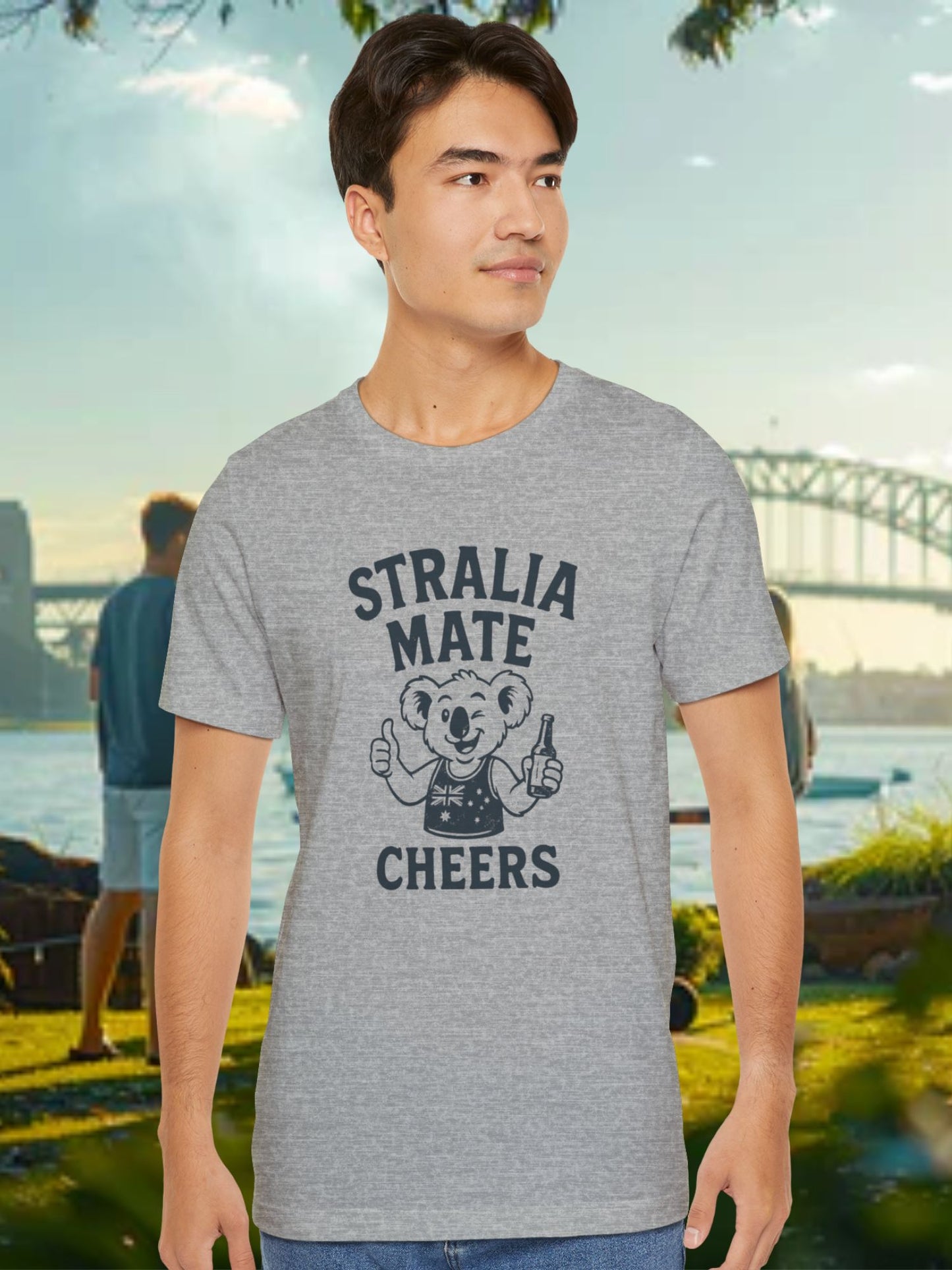 'Stralia Mate, Cheers' Koala Graphic T-Shirt, Australian Celebration Tee, Unisex Tee, Gift for Travelers, Summer Casual Wear, Australia Day, Fun Souvenir