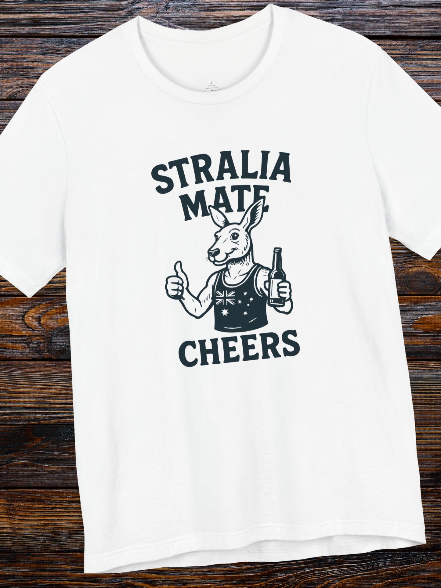 'Aussie Mate, Cheers' Kangaroo Graphic Unisex T-Shirt, Australian Theme Shirt, Summer Wear, Party Shirt