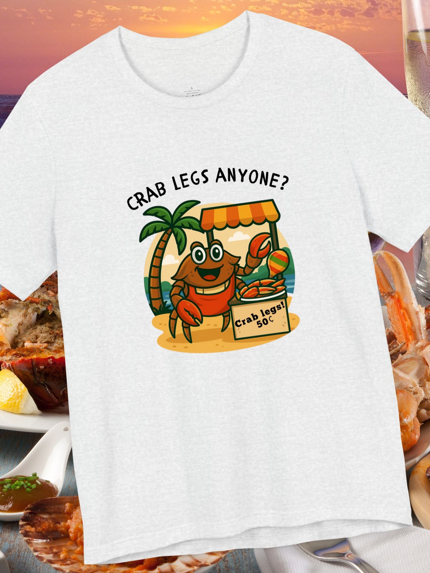 'Crab Legs Anyone?, Crab Legs 50¢' Funny Twisted Coconut Crab Graphic Unisex T-Shirt, Entrepreneur Crab, Summer Tees, Seafood Lover Gift, Beach Vibes, Casual Wear, Ocean-Inspired Apparel