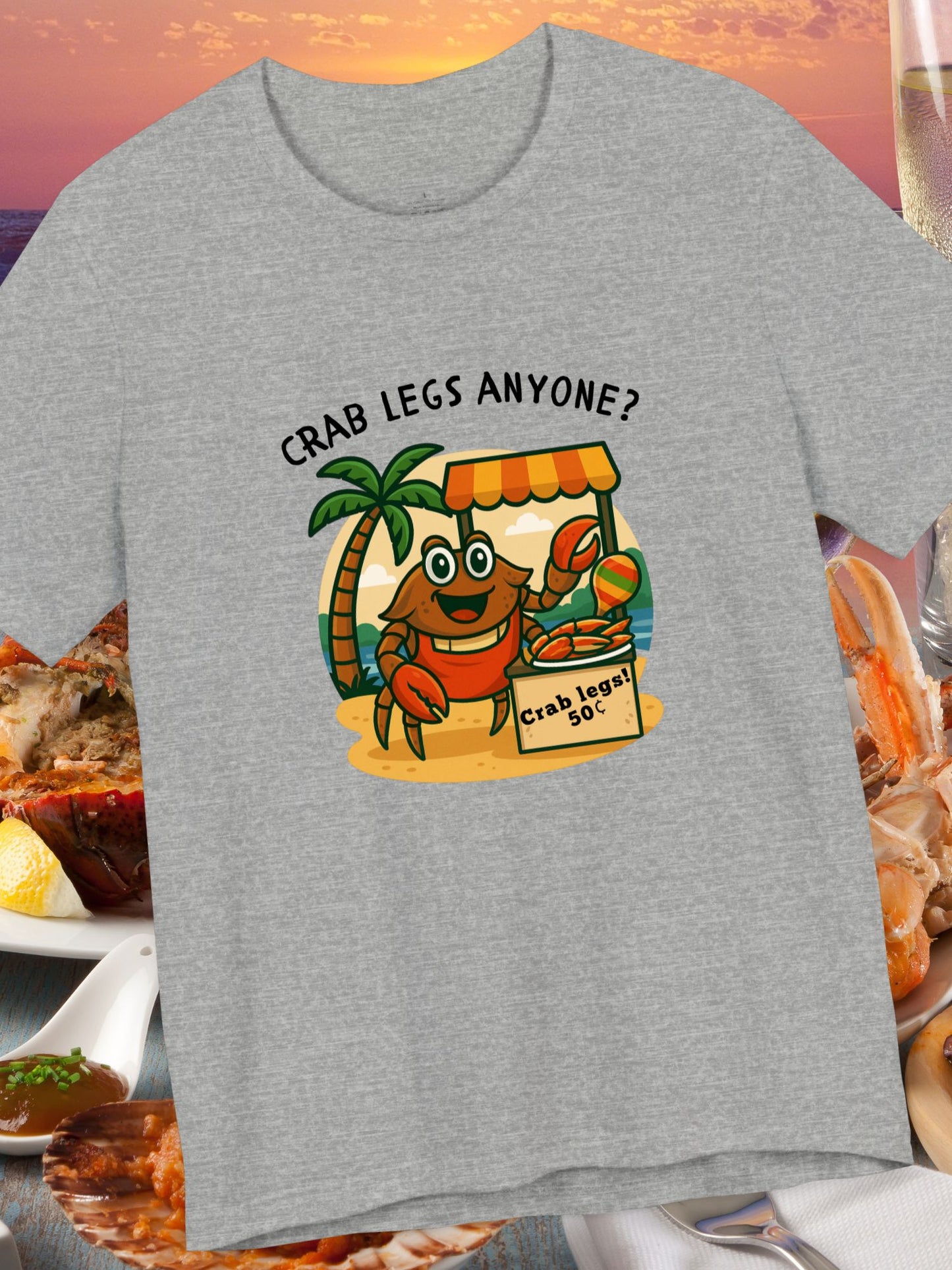 'Crab Legs Anyone?, Crab Legs 50¢' Funny Twisted Coconut Crab Graphic Unisex T-Shirt, Entrepreneur Crab, Summer Tees, Seafood Lover Gift, Beach Vibes, Casual Wear, Ocean-Inspired Apparel