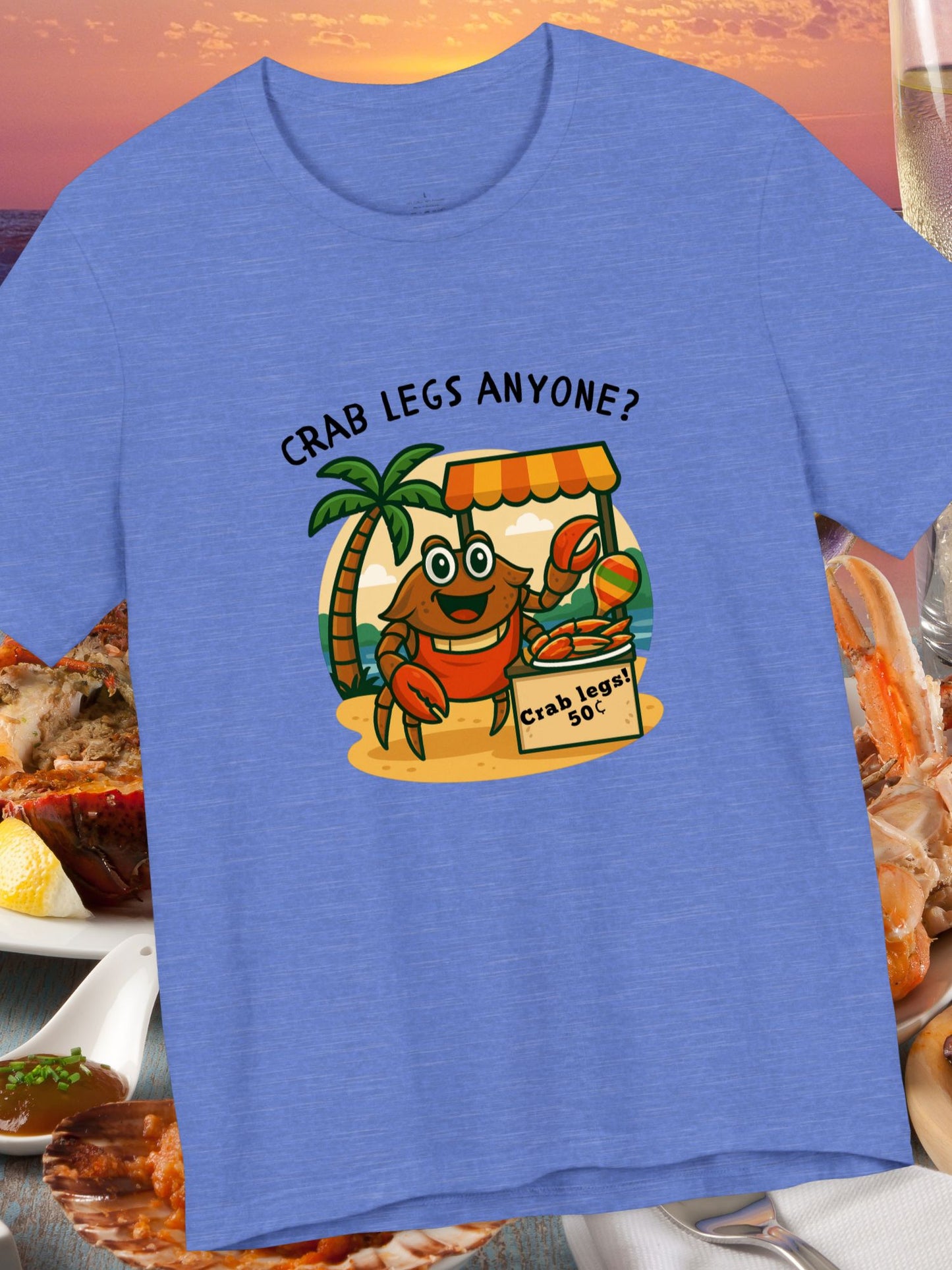 'Crab Legs Anyone?, Crab Legs 50¢' Funny Twisted Coconut Crab Graphic Unisex T-Shirt, Entrepreneur Crab, Summer Tees, Seafood Lover Gift, Beach Vibes, Casual Wear, Ocean-Inspired Apparel