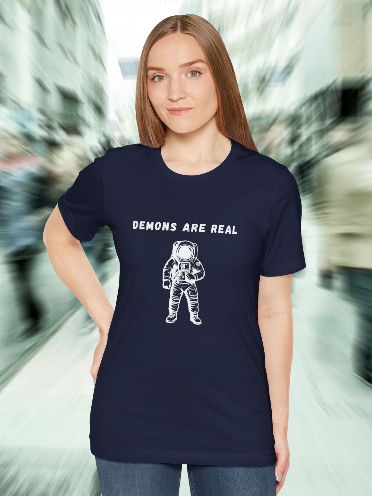 'Demons are Real' Astronaut Graphic Unisex T-Shirt, Flat Earth, Biblical Truth, Firmament, Jesus is the Truth, Space is a lie